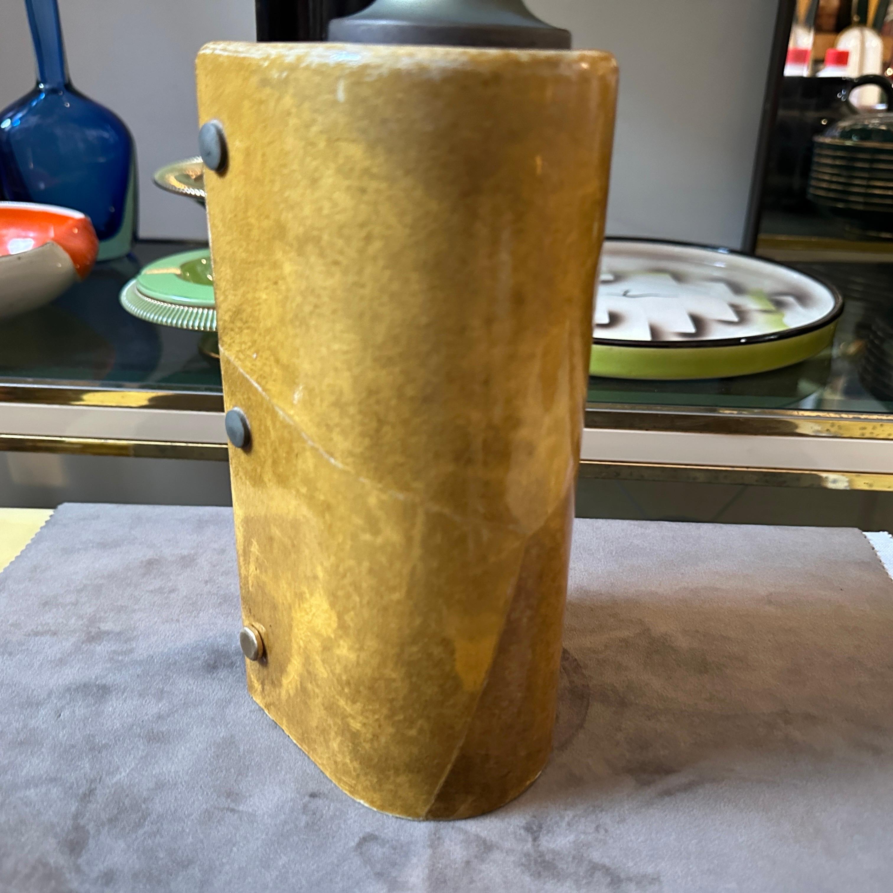1950s Mid-Century Modern Amber Goatskin and Brass Thermos Carafe by Aldo Tura For Sale 5