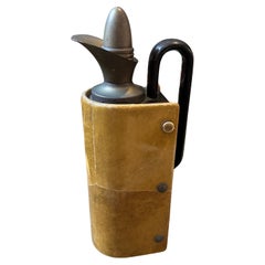 Termo de piel de cabra ámbar y latón de Aldo Tura, moderno de mediados de siglo de 1950