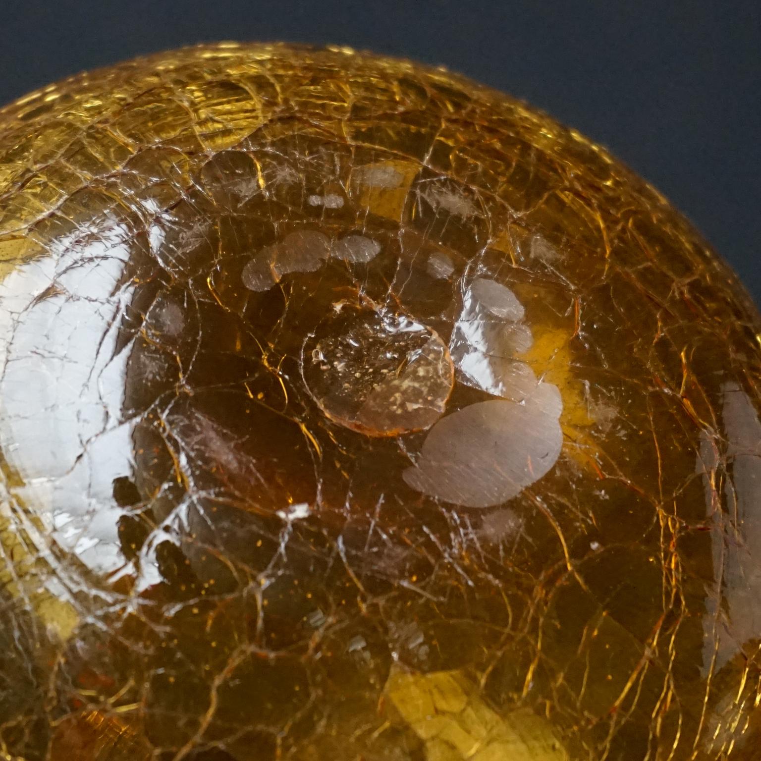 Central American 1950s Mid-Century Modern Amber Yellow Blenko Handblown Crackle Art Glass Carafe