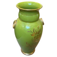 1950s Mid-Century Modern Apple Green and Gold Ceramic Vase from Sesto Fiorentino