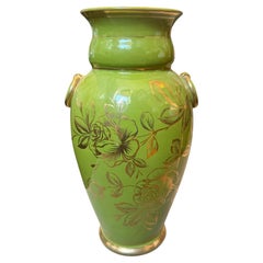 1950s Mid-Century Modern Apple Green and Gold Ceramic Vase from Sesto Fiorentino