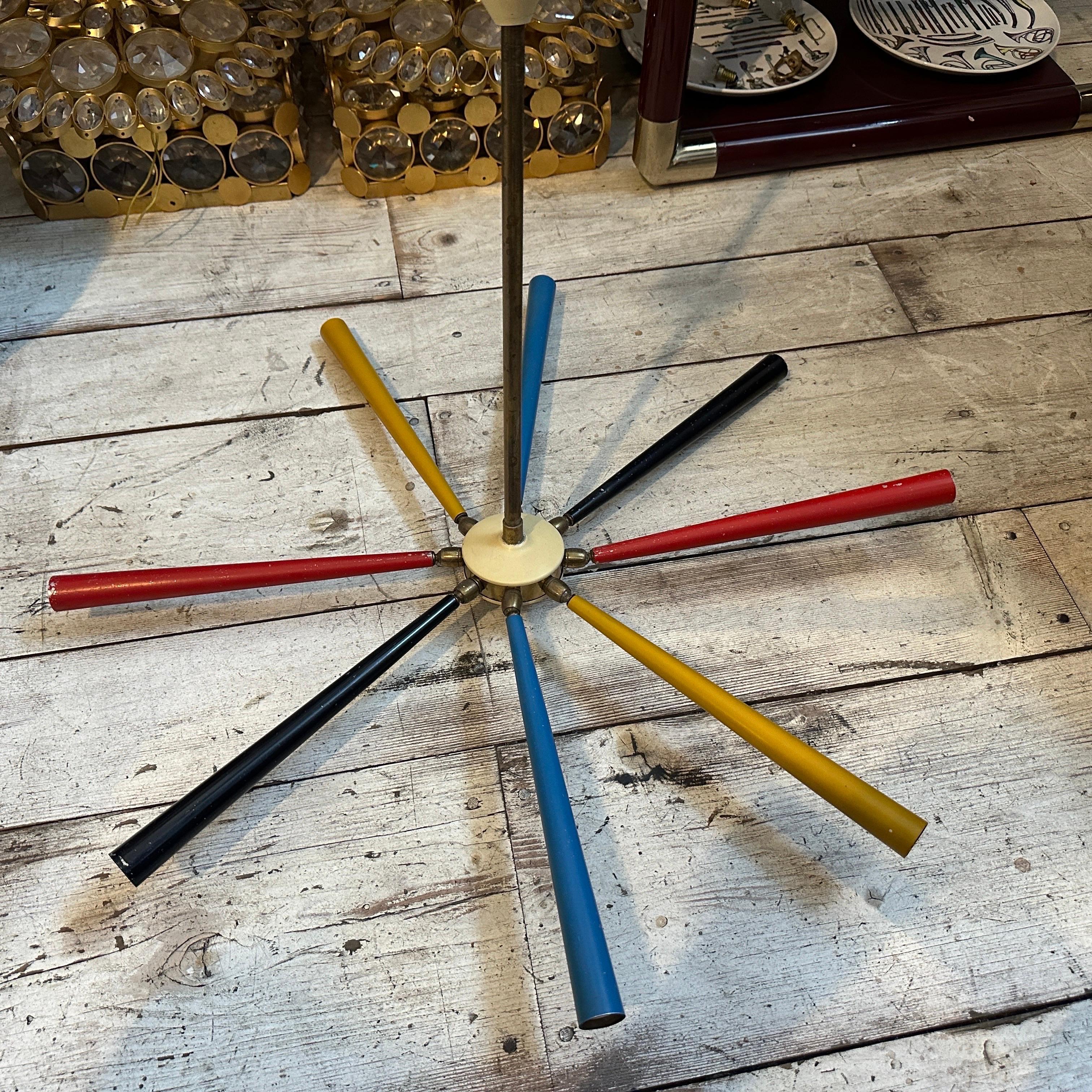1950er Mid-Century Modern Arredoluce Messing Sputnik Kronleuchter im Angebot 6