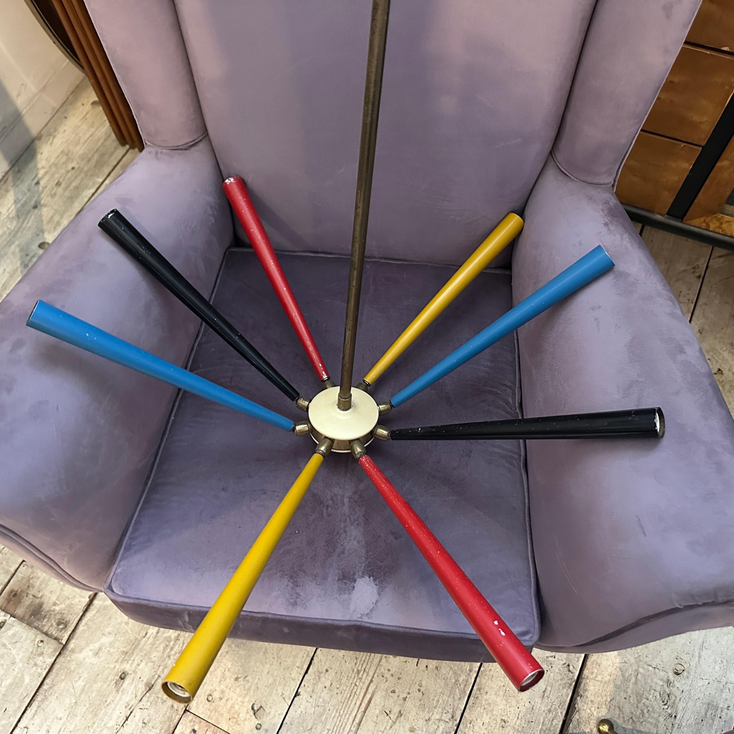 1950er Mid-Century Modern Arredoluce Messing Sputnik Kronleuchter im Angebot 10