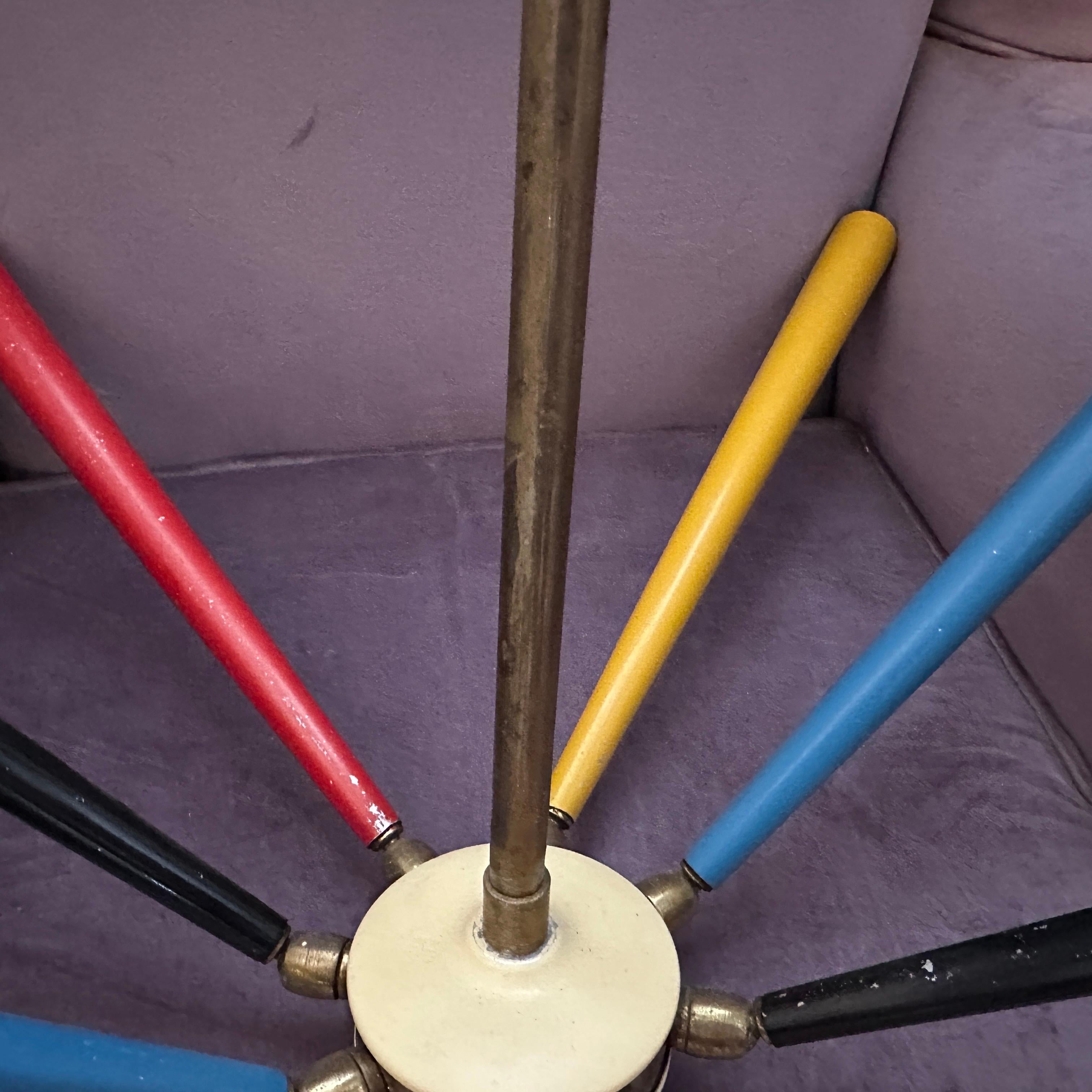 1950er Mid-Century Modern Arredoluce Messing Sputnik Kronleuchter im Angebot 12