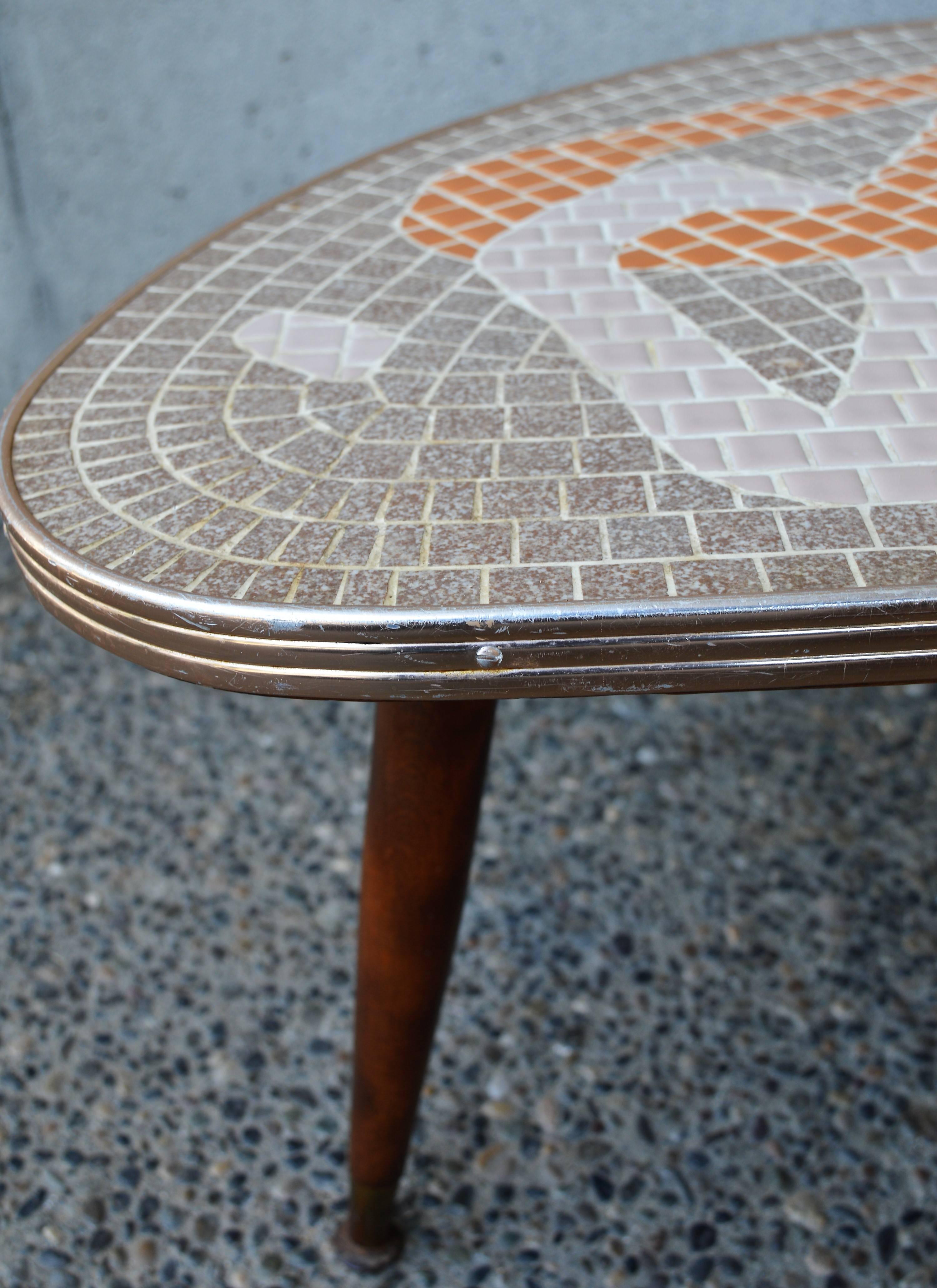 1950s Mid-Century Modern Atomic Era Tile Mosaic Boomerang Coffee Table 4