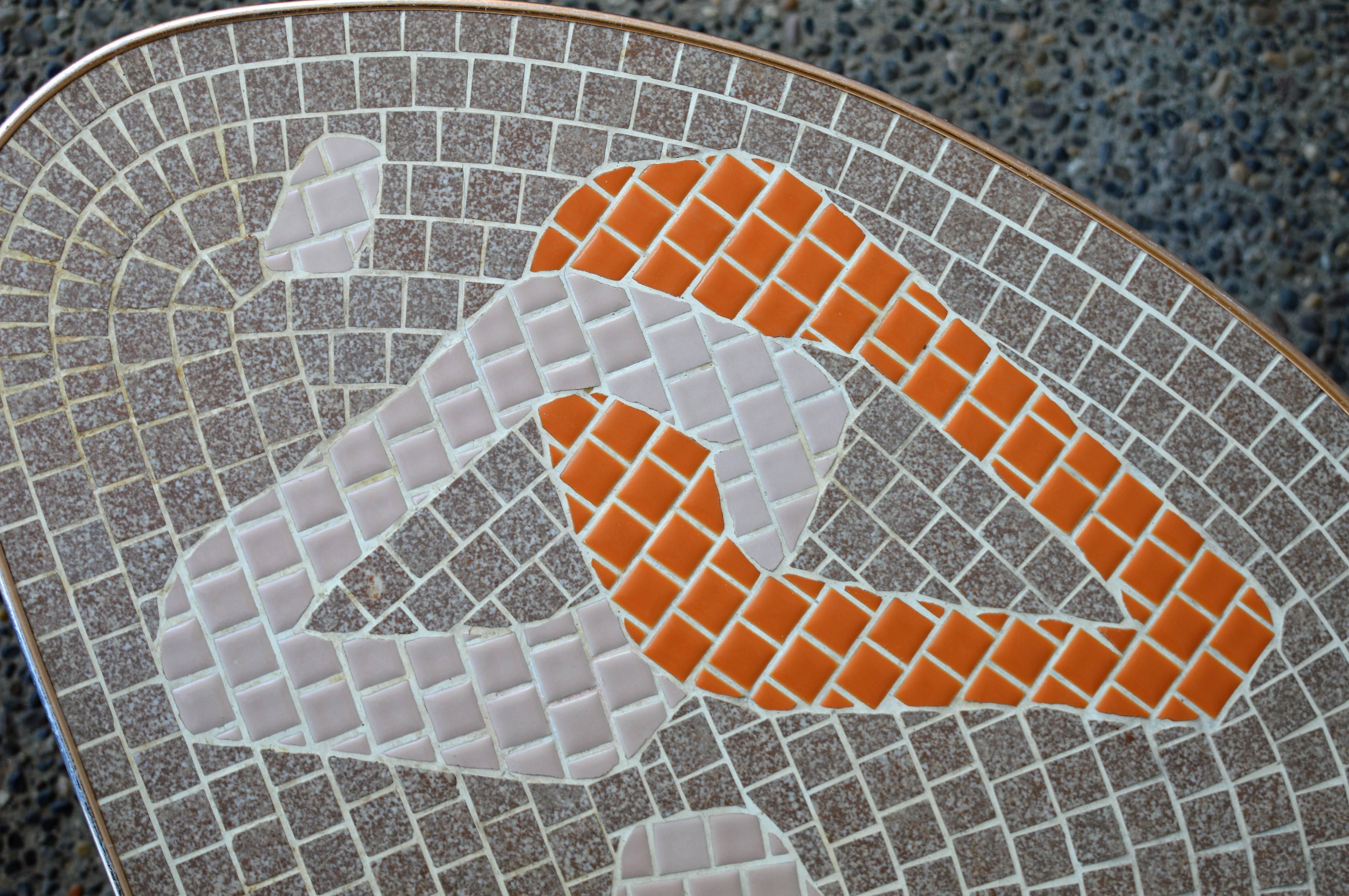 Metal 1950s Mid-Century Modern Atomic Era Tile Mosaic Boomerang Coffee Table