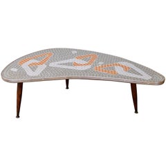 1950s Mid-Century Modern Atomic Era Tile Mosaic Boomerang Coffee Table