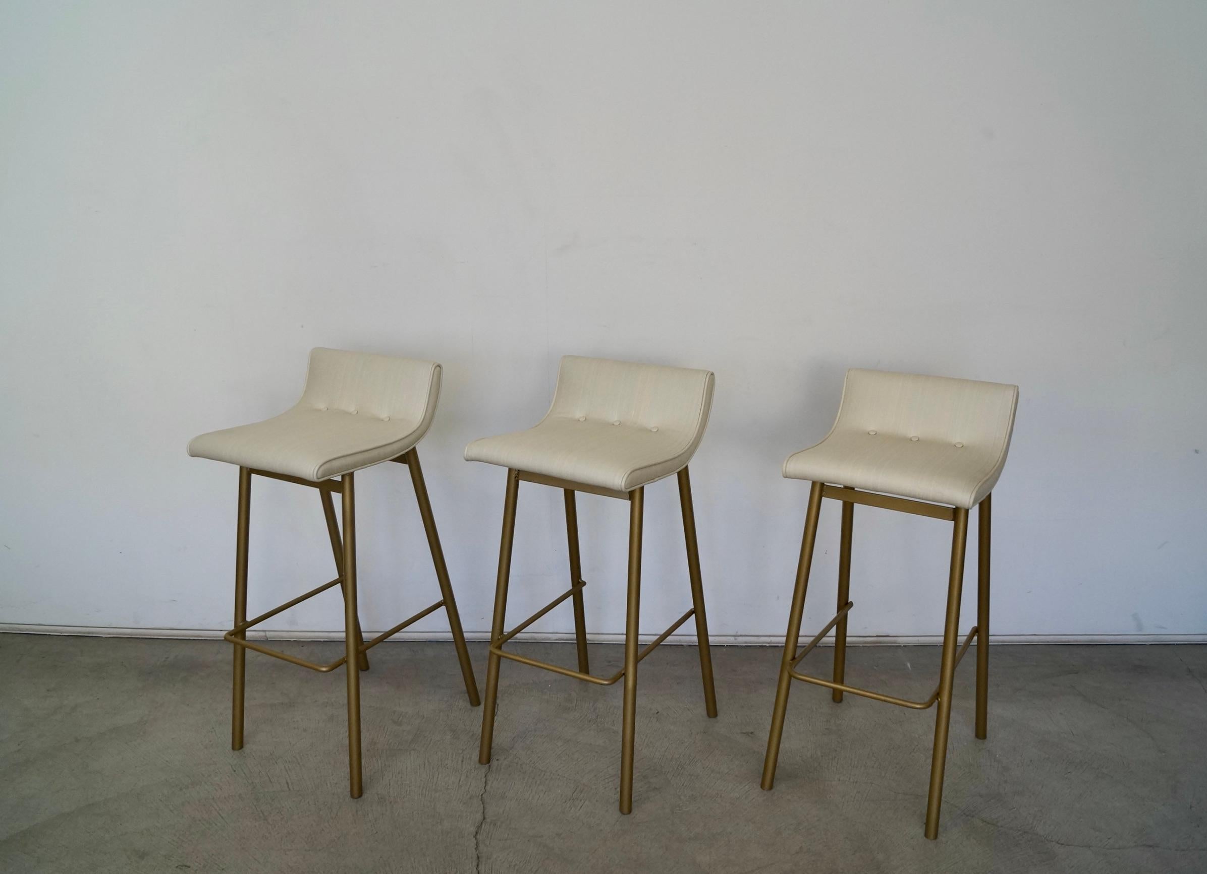 Mid-20th Century 1950's Mid-Century Modern Bar Stools by Vista of California - Set of Three For Sale