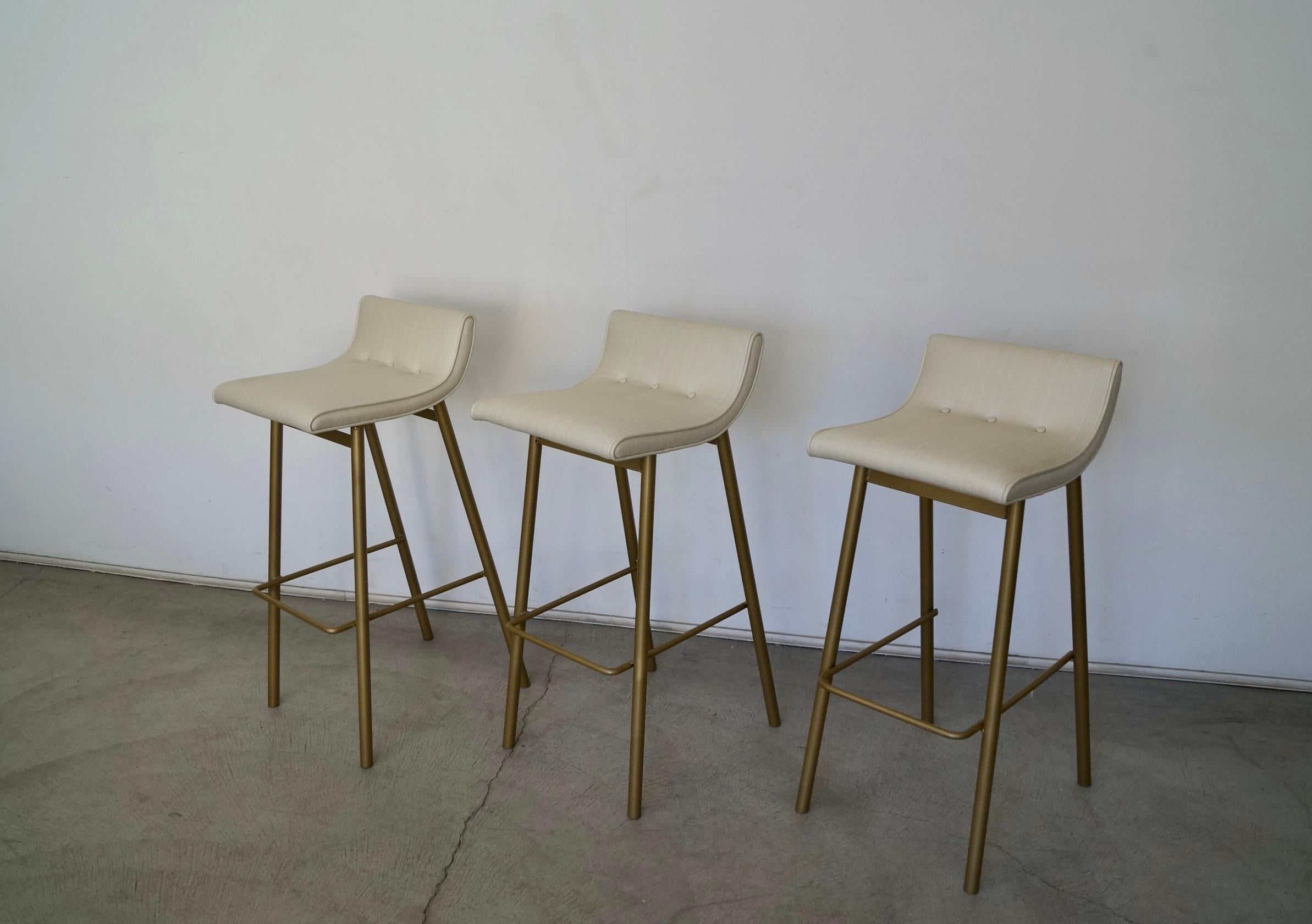Metal 1950's Mid-Century Modern Bar Stools by Vista of California - Set of Three For Sale