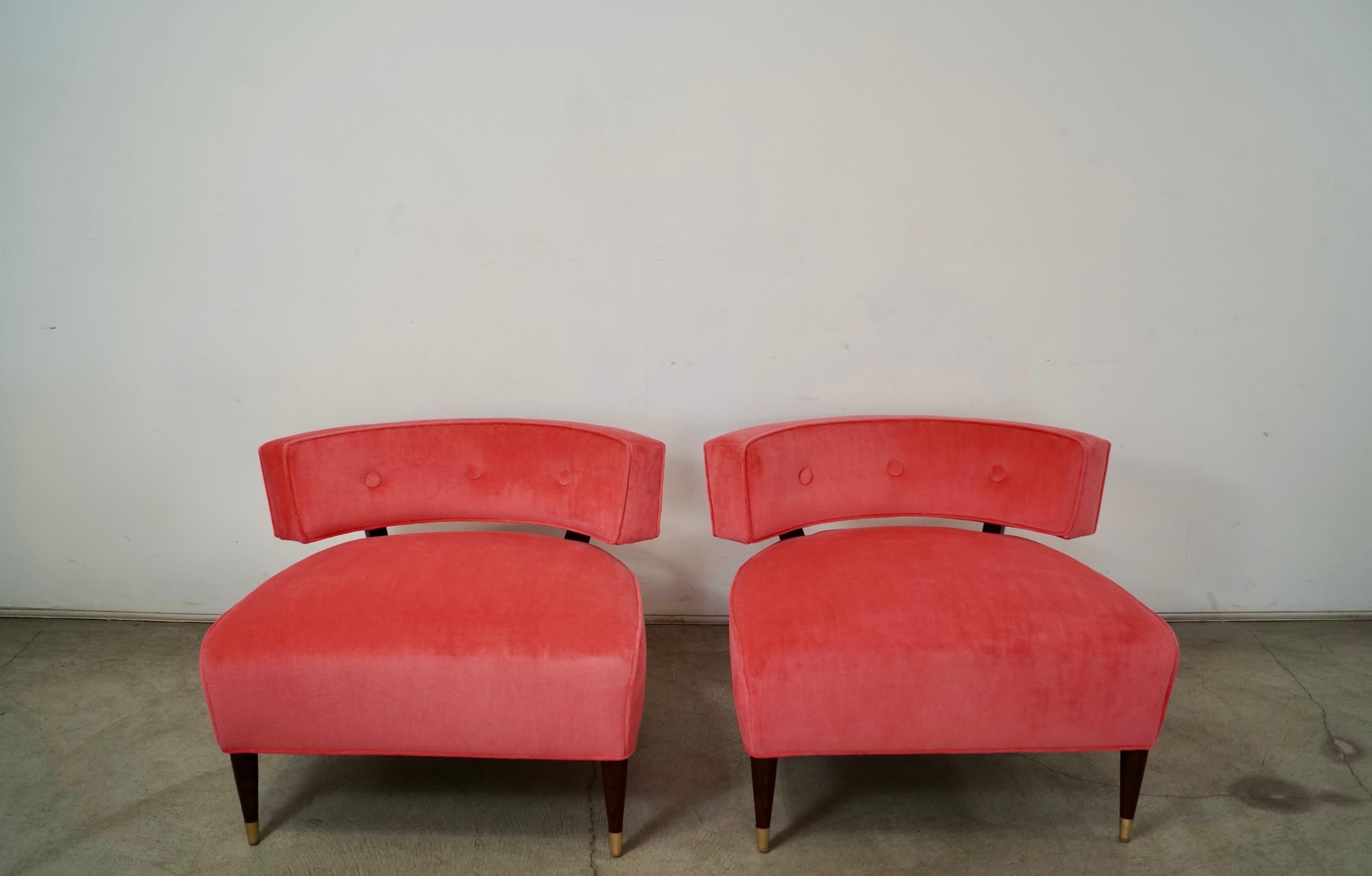 Sillas de salón tipo pantuflas estilo Billy Haines, modernas de mediados de siglo de 1950 - un par Moderno de mediados de siglo en venta
