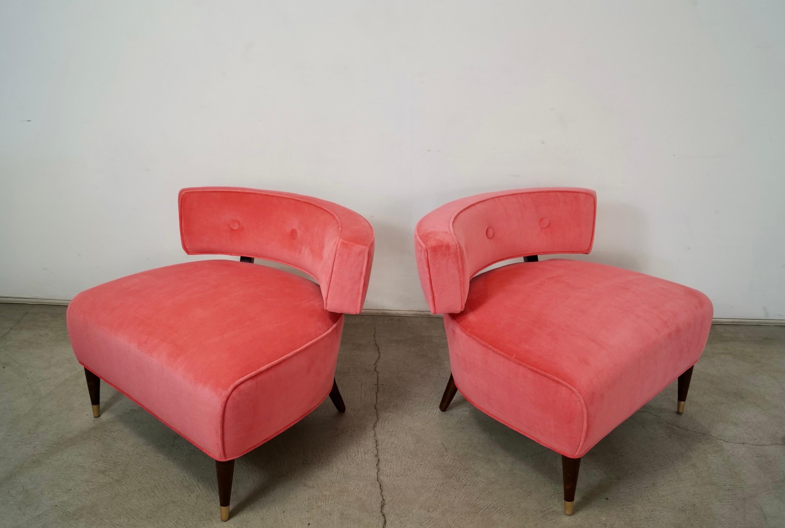 Sillas de salón tipo pantuflas estilo Billy Haines, modernas de mediados de siglo de 1950 - un par mediados del siglo XX en venta
