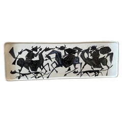 Plaque en céramique noire et blanche de San Marino Ceramiche des années 1950 Mid-Century Modern