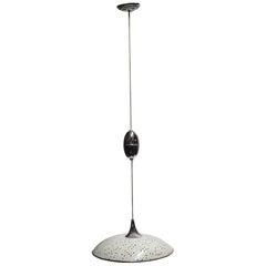 1950s Mid-Century Modern Black and White Pull Cord Dining Room Pendant Light