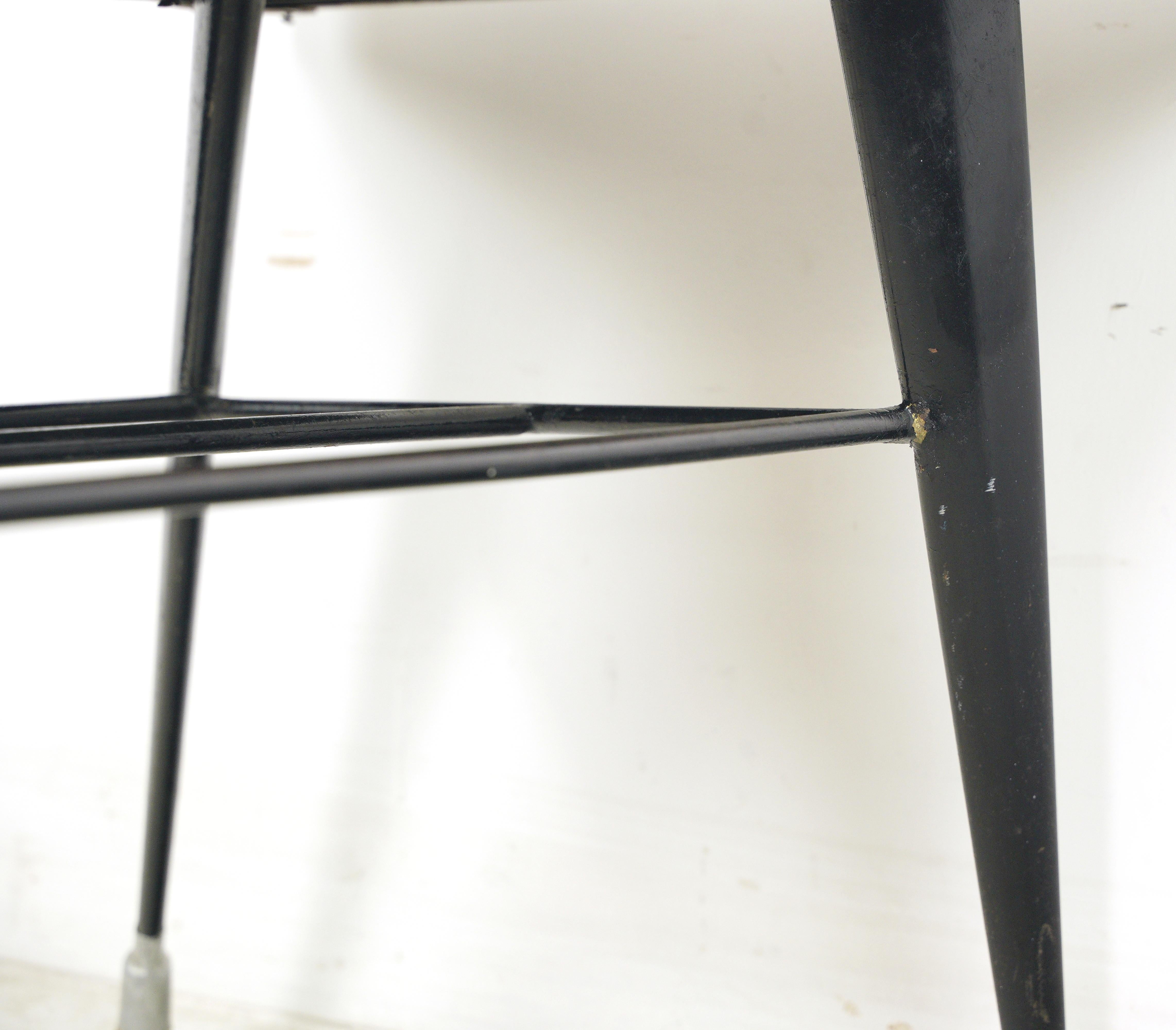 1950s Mid-Century Modern Black Glass & Steel Coffee Table For Sale 7