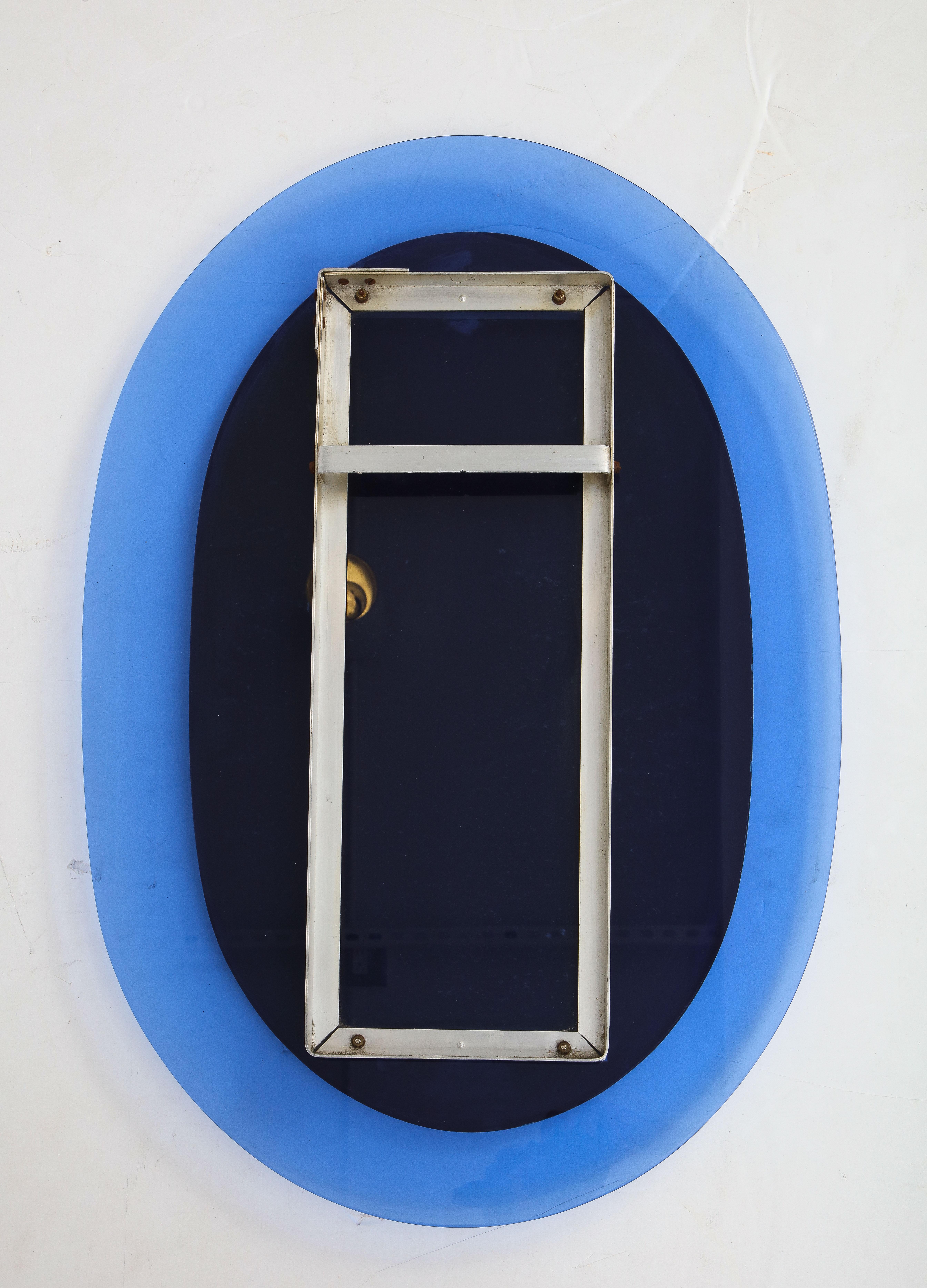 Mid-Century Modern Blue Frame Italian Mirror, 1950s For Sale 5