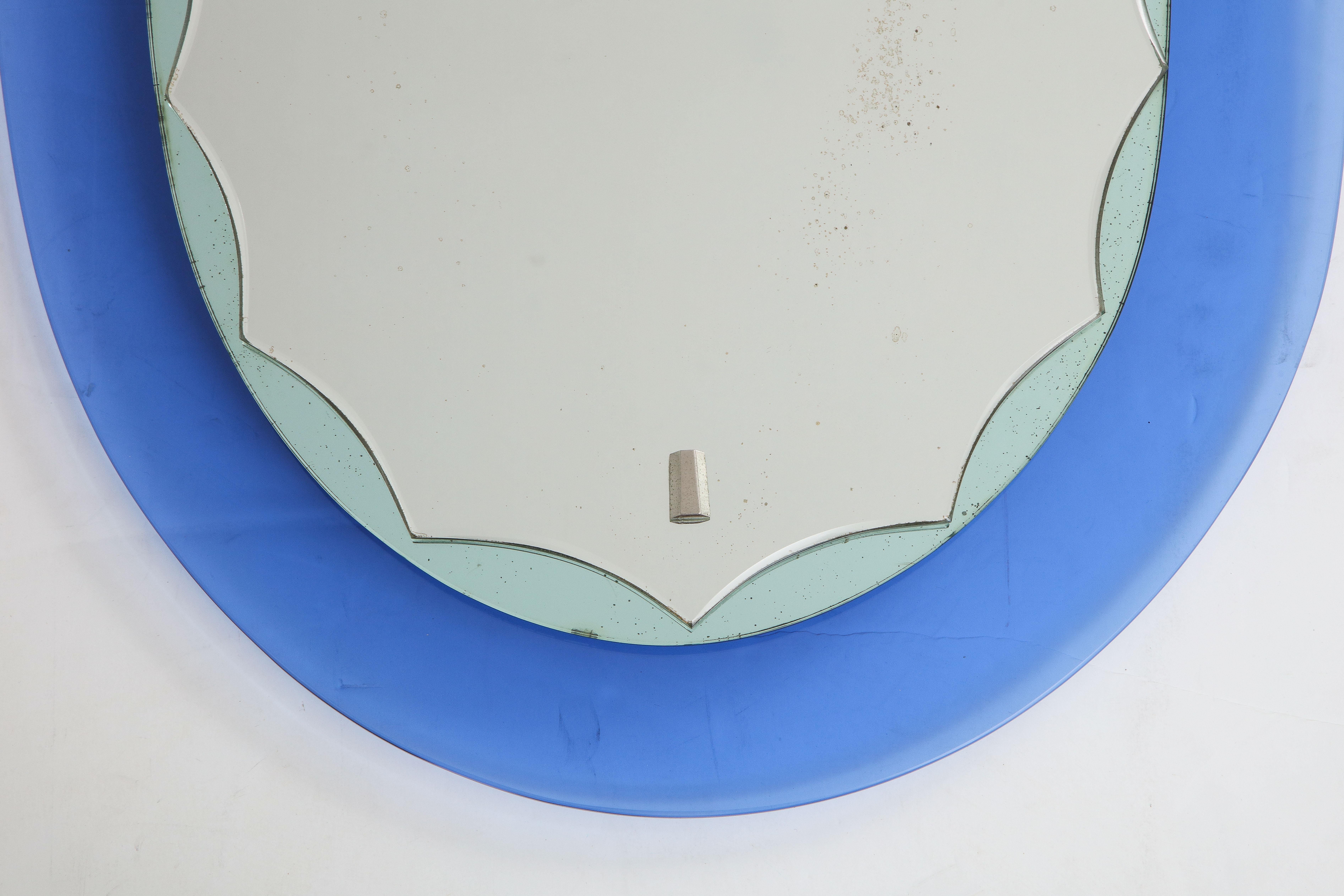 Mid-Century Modern Blue Frame Italian Mirror, 1950s In Good Condition In New York, NY