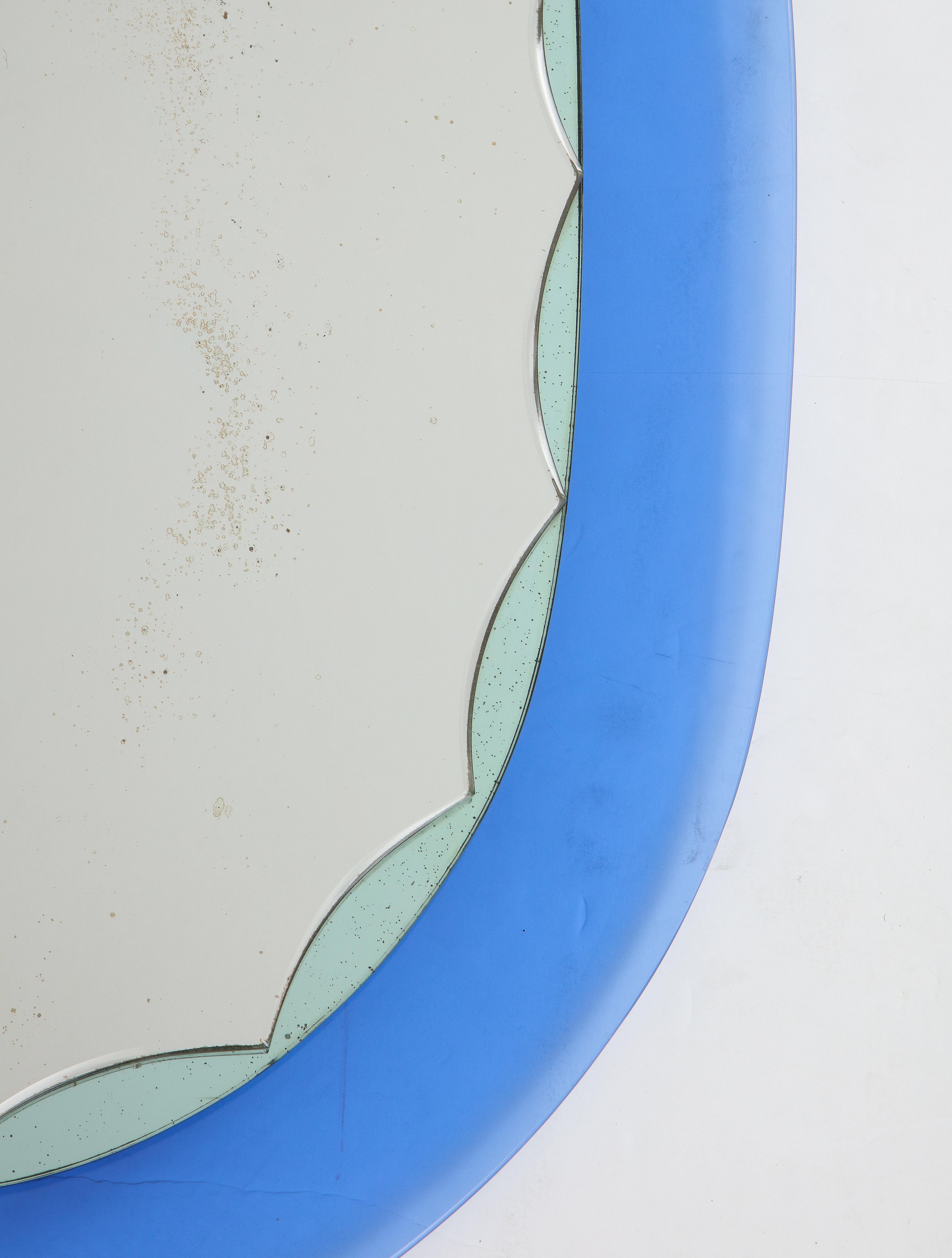 Mid-20th Century Mid-Century Modern Blue Frame Italian Mirror, 1950s