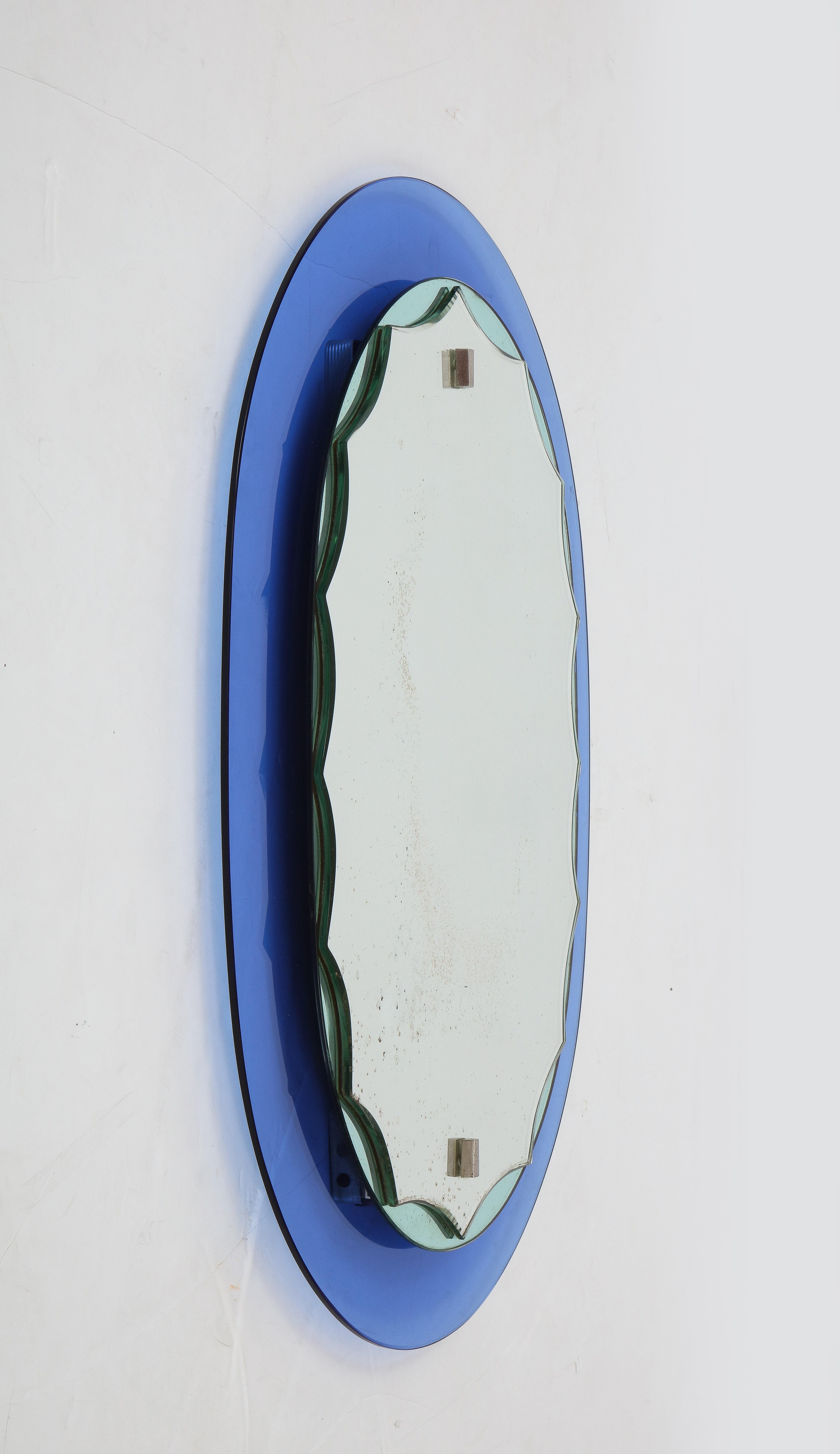 Mid-Century Modern Blue Frame Italian Mirror, 1950s For Sale 1