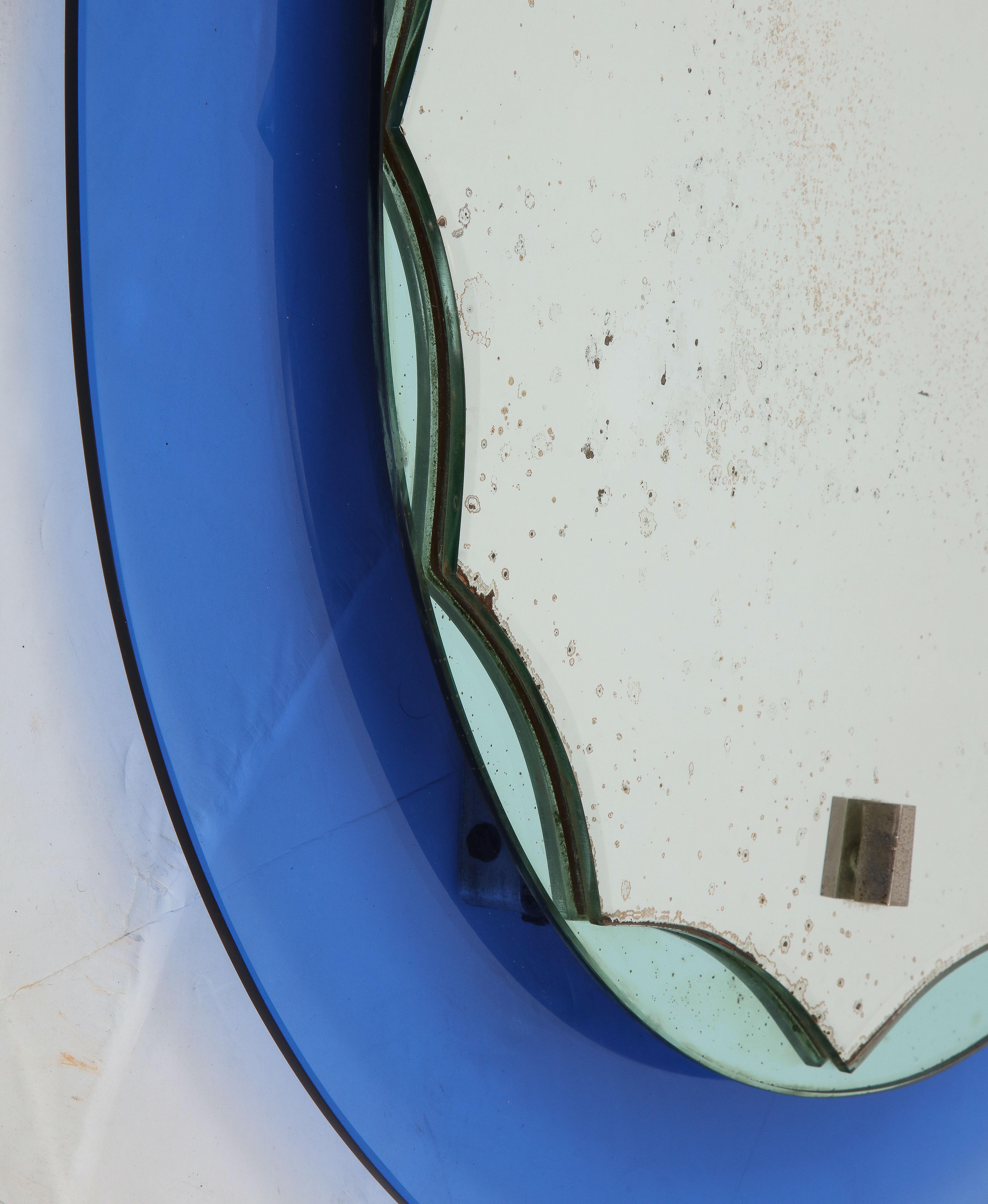 Mid-Century Modern Blue Frame Italian Mirror, 1950s For Sale 2