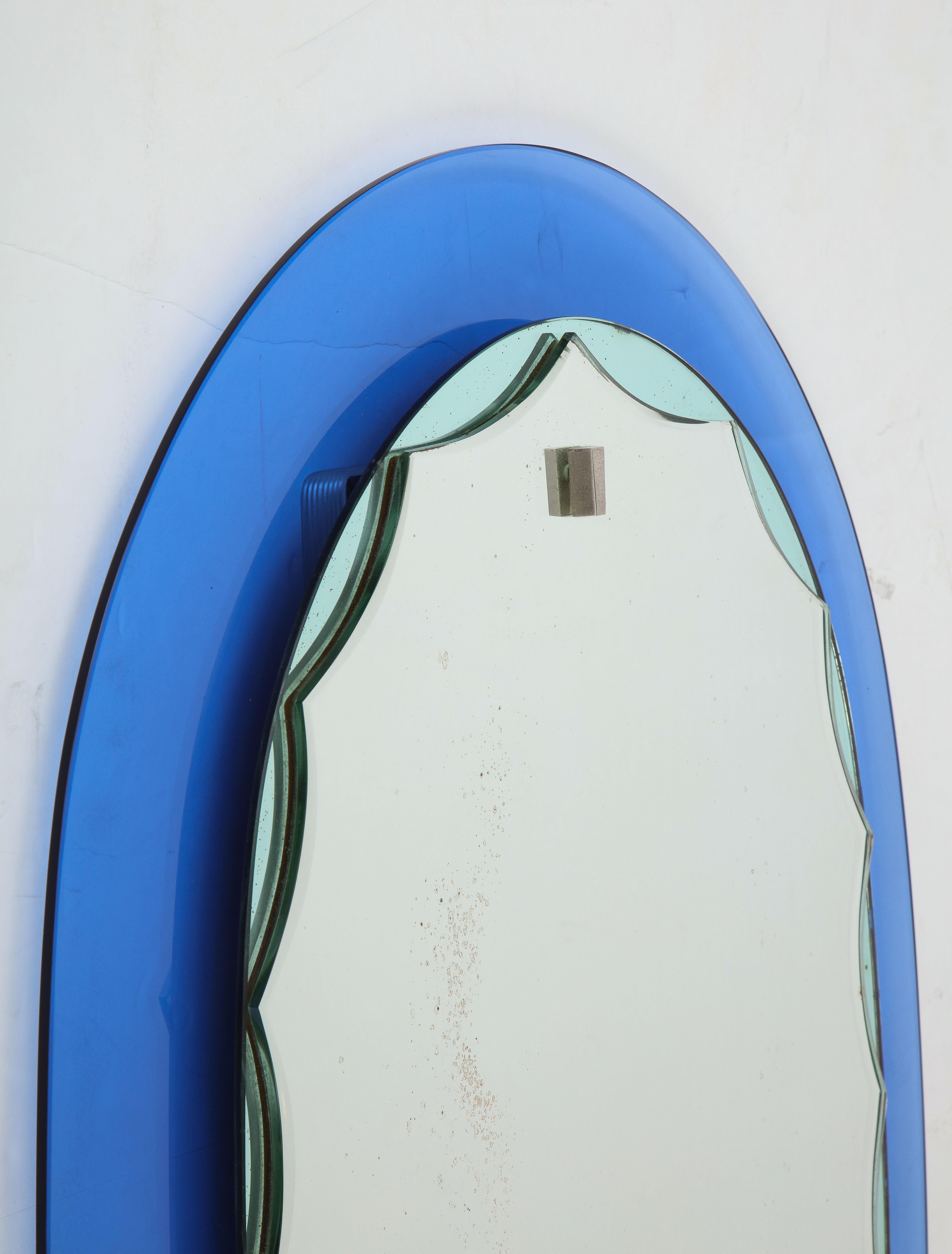 Mid-Century Modern Blue Frame Italian Mirror, 1950s For Sale 4
