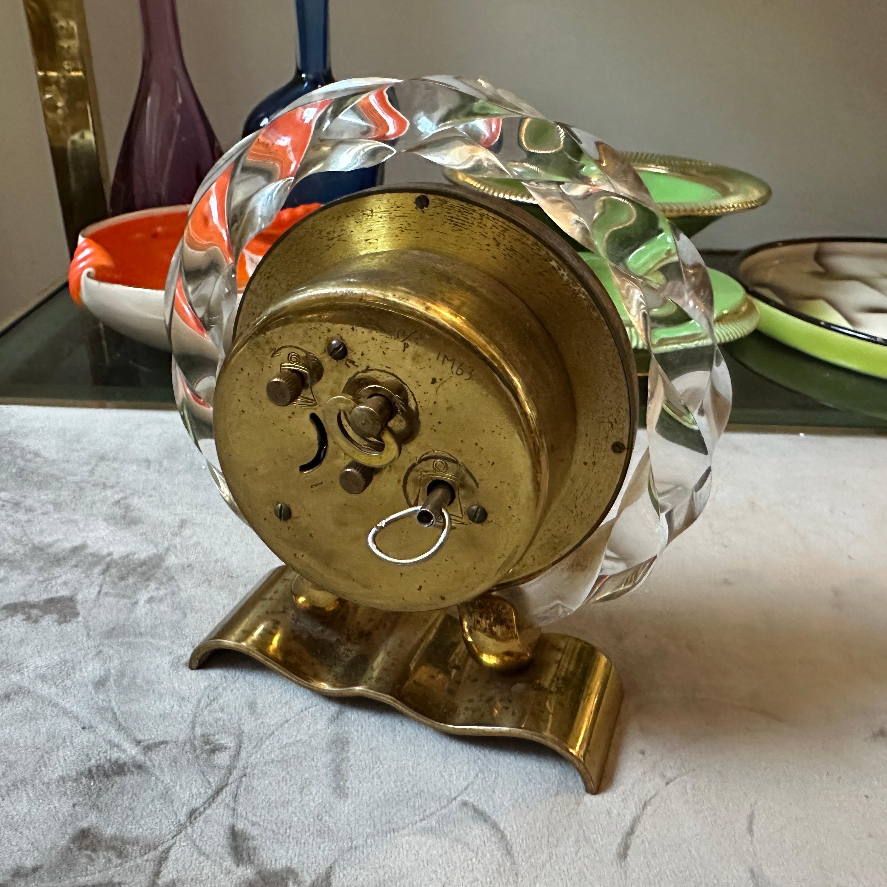 1950s Mid-Century Modern Brass and Clear Lucite Table Alarm Clock by Italora 4