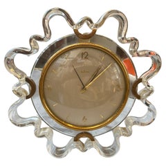 Alarmuhr aus Messing und klarem Lucite von Italora, Mid-Century Modern, 1950er Jahre