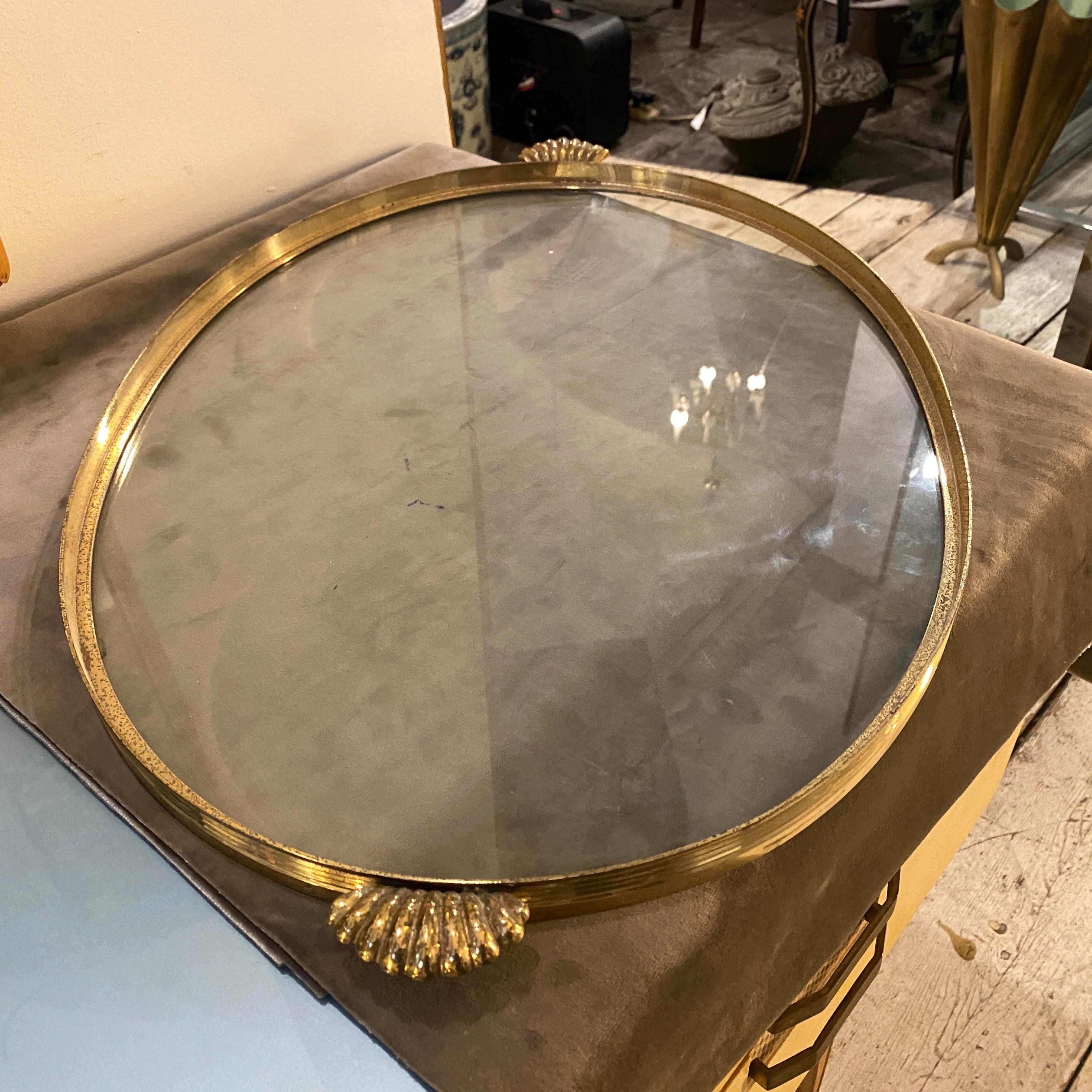 1950s Mid-Century Modern Brass and Glass Italian Oval Tray 3