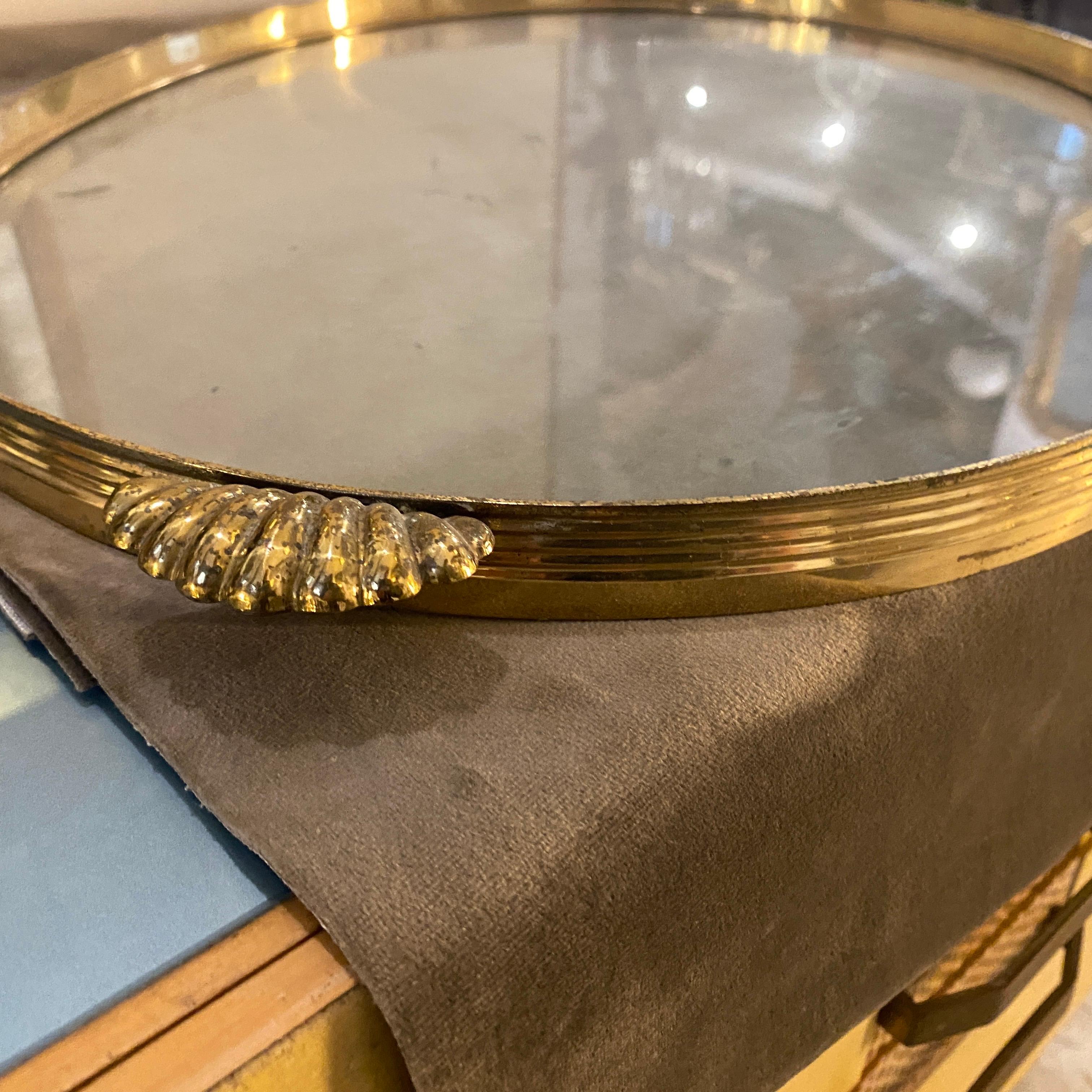 1950s Mid-Century Modern Brass and Glass Italian Oval Tray 5