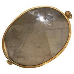 Vintage 1950s Mid-Century Modern Brass and Glass Italian Oval Tray