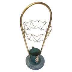 1950s Gio Ponti Style Mid-Century Modern Brass and Marble Umbrella Stand
