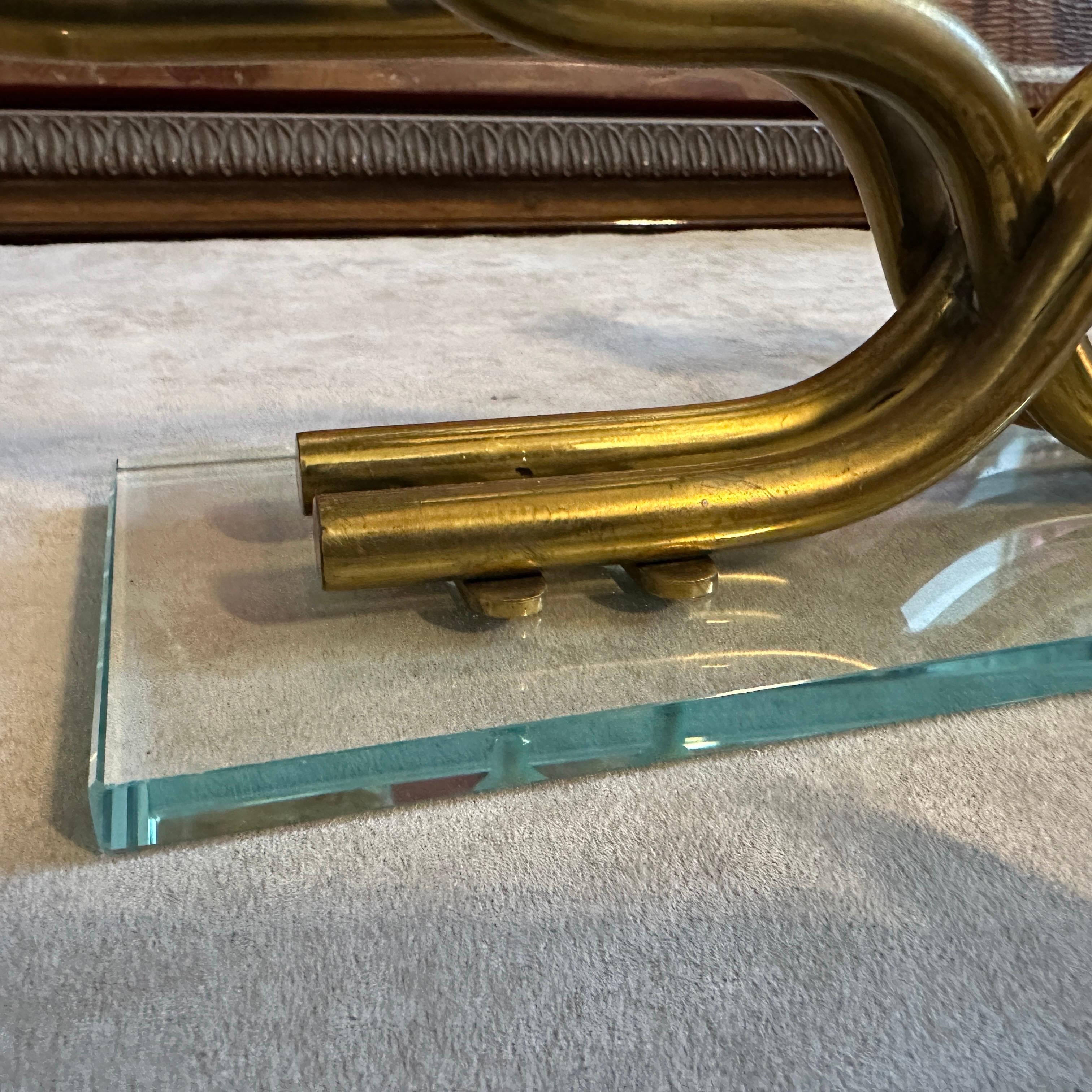 1950s Mid-Century Modern Brass and Verde Nilo Glass Italian Candelabra For Sale 2