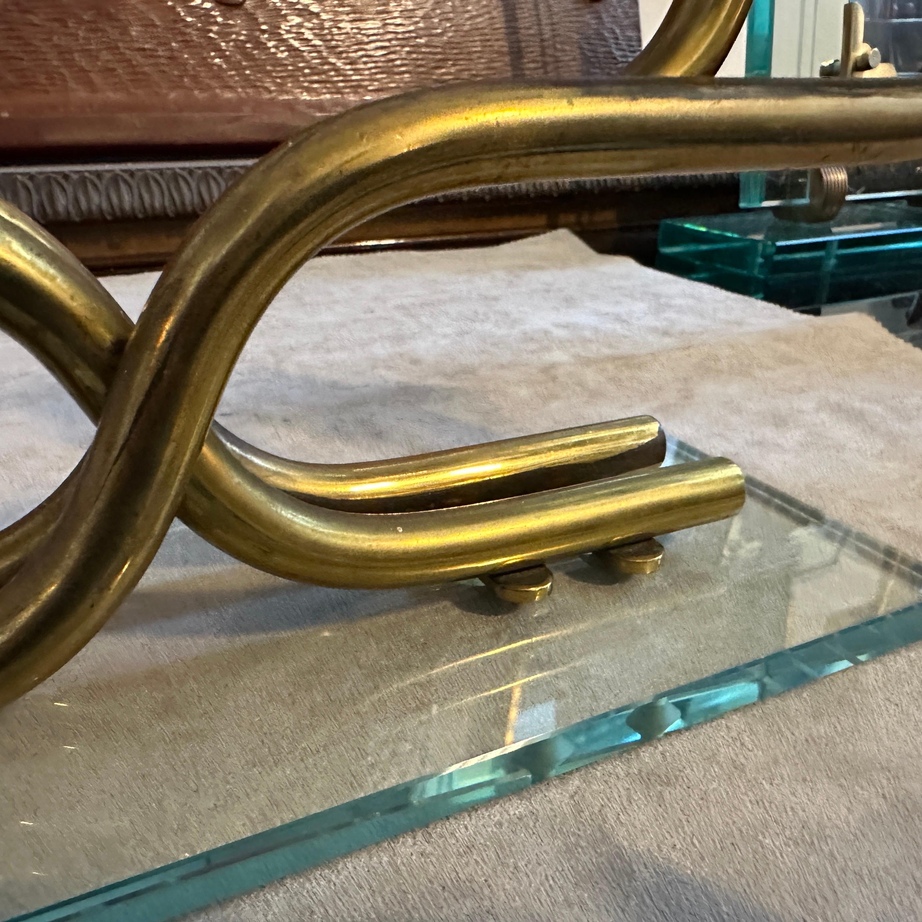 1950s Mid-Century Modern Brass and Verde Nilo Glass Italian Candelabra For Sale 3