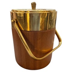 1950er Mid-century Modern Eiskübel aus Messing und Holz von Aldo Tura für Macabo