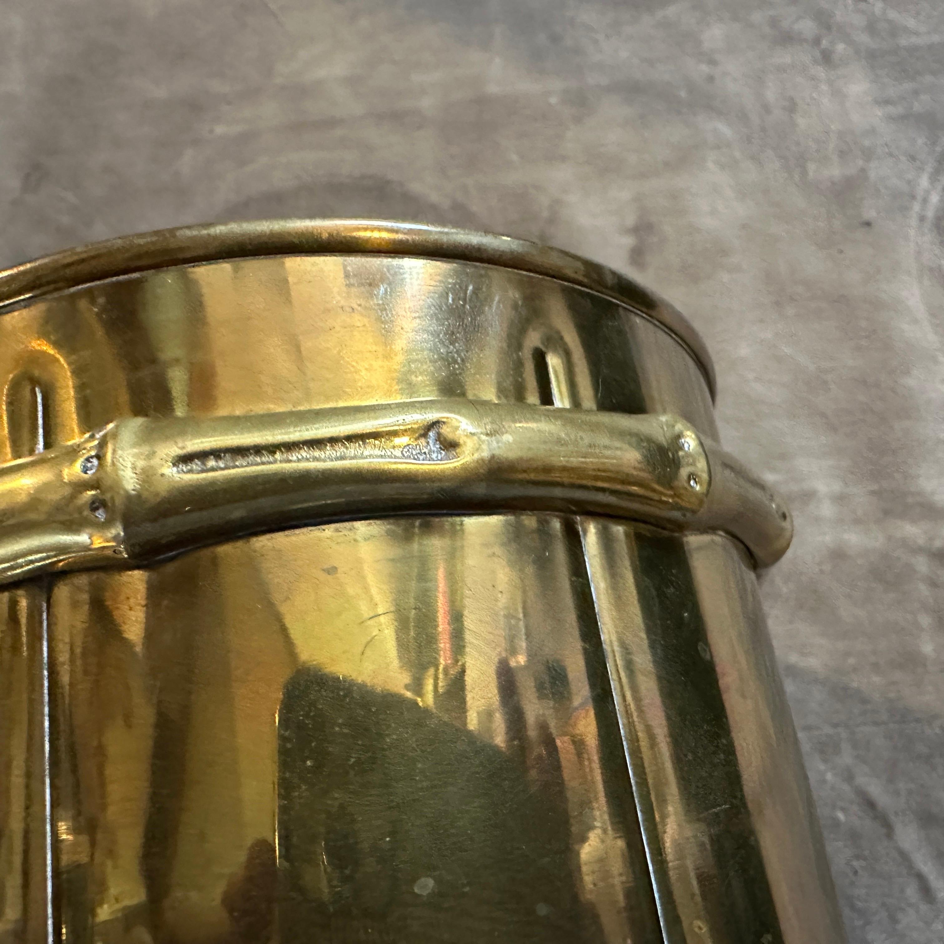 1950er Mid-Century Modern Messing Faux Bambus Detail Französisch Eiskübel im Angebot 1