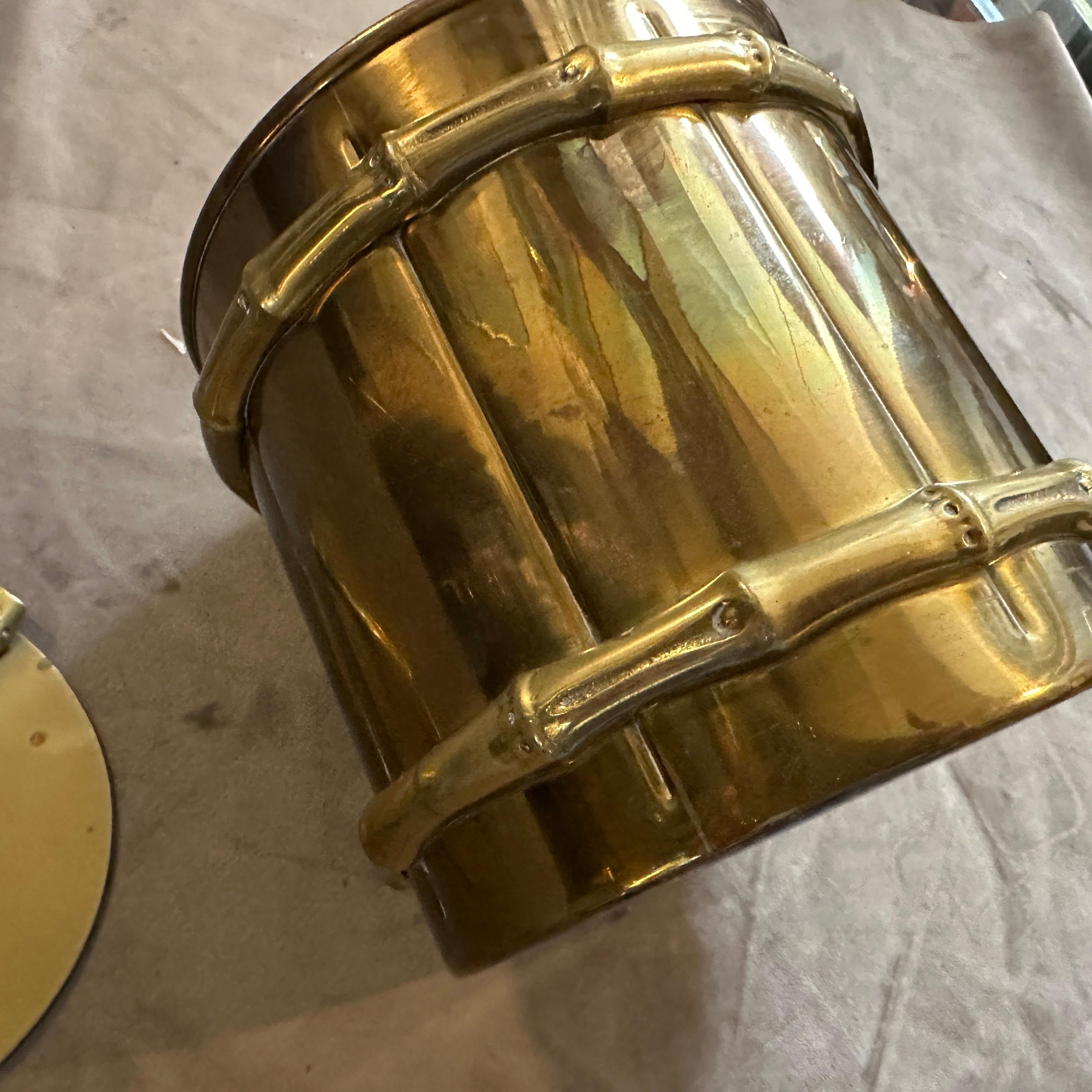 1950er Mid-Century Modern Messing Faux Bambus Detail Französisch Eiskübel im Angebot 2