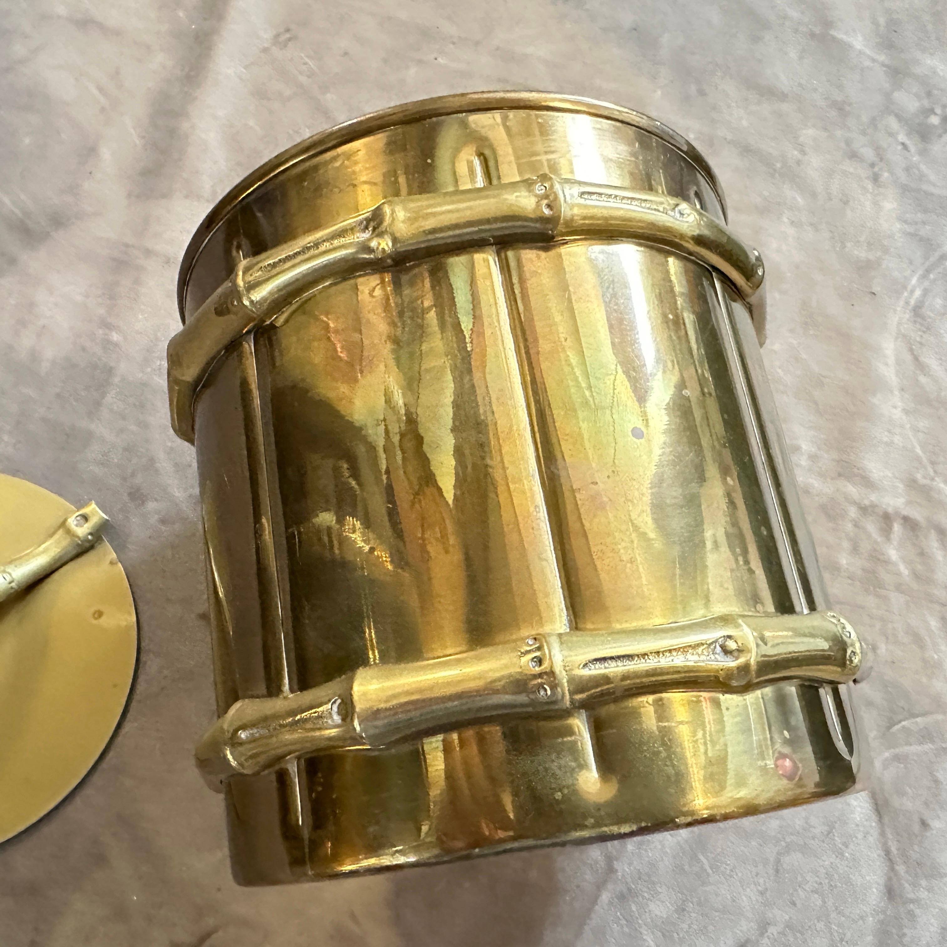 1950er Mid-Century Modern Messing Faux Bambus Detail Französisch Eiskübel im Angebot 4