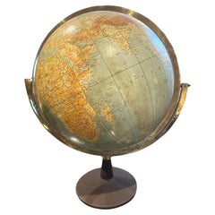 1950s Mid-Century Modern Brass Italian Physical Globe