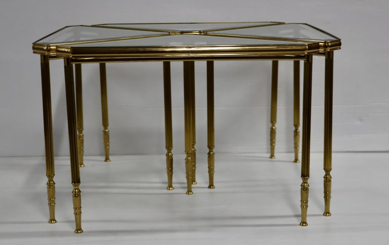 1950's Mid-Century Modern Brass Italian Triangular Side Tables / Coffee ...