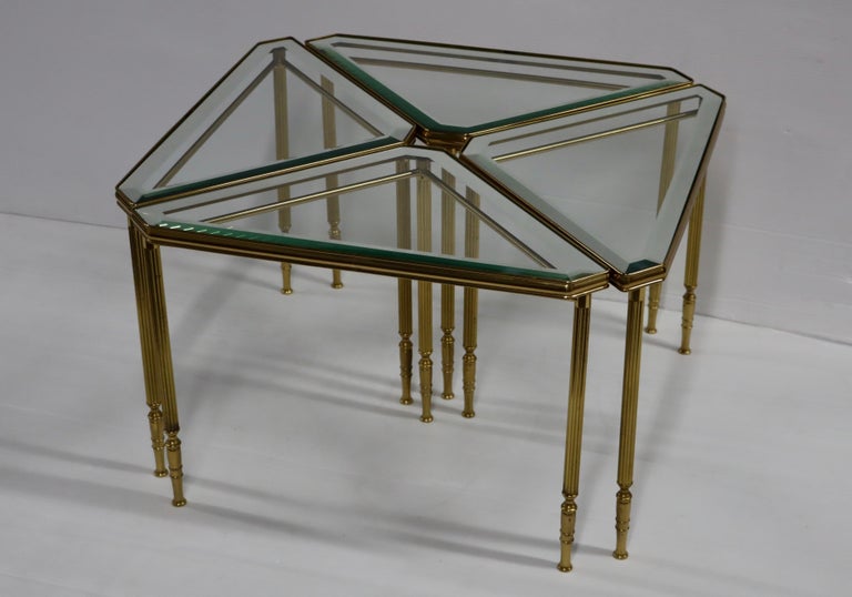 1950's Mid-Century Modern Brass Italian Triangular Side Tables / Coffee ...