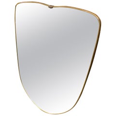 1950s Mid-Century Modern Brass Italian Wall Mirror in the Manner of Gio Ponti