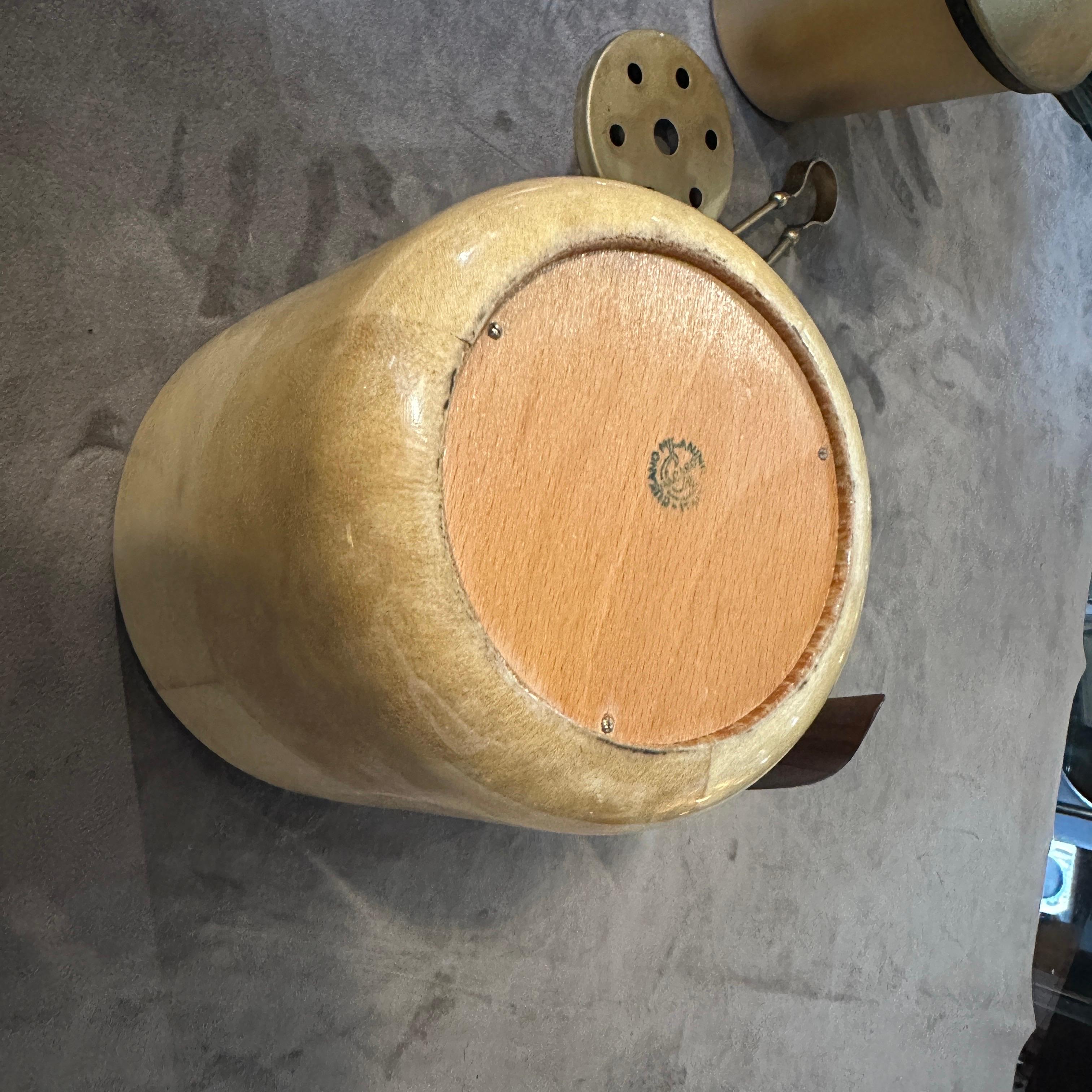 1950s Mid-Century Modern Brass, Wood and Goatskin Ice Bucket by Aldo Tura In Excellent Condition For Sale In Aci Castello, IT