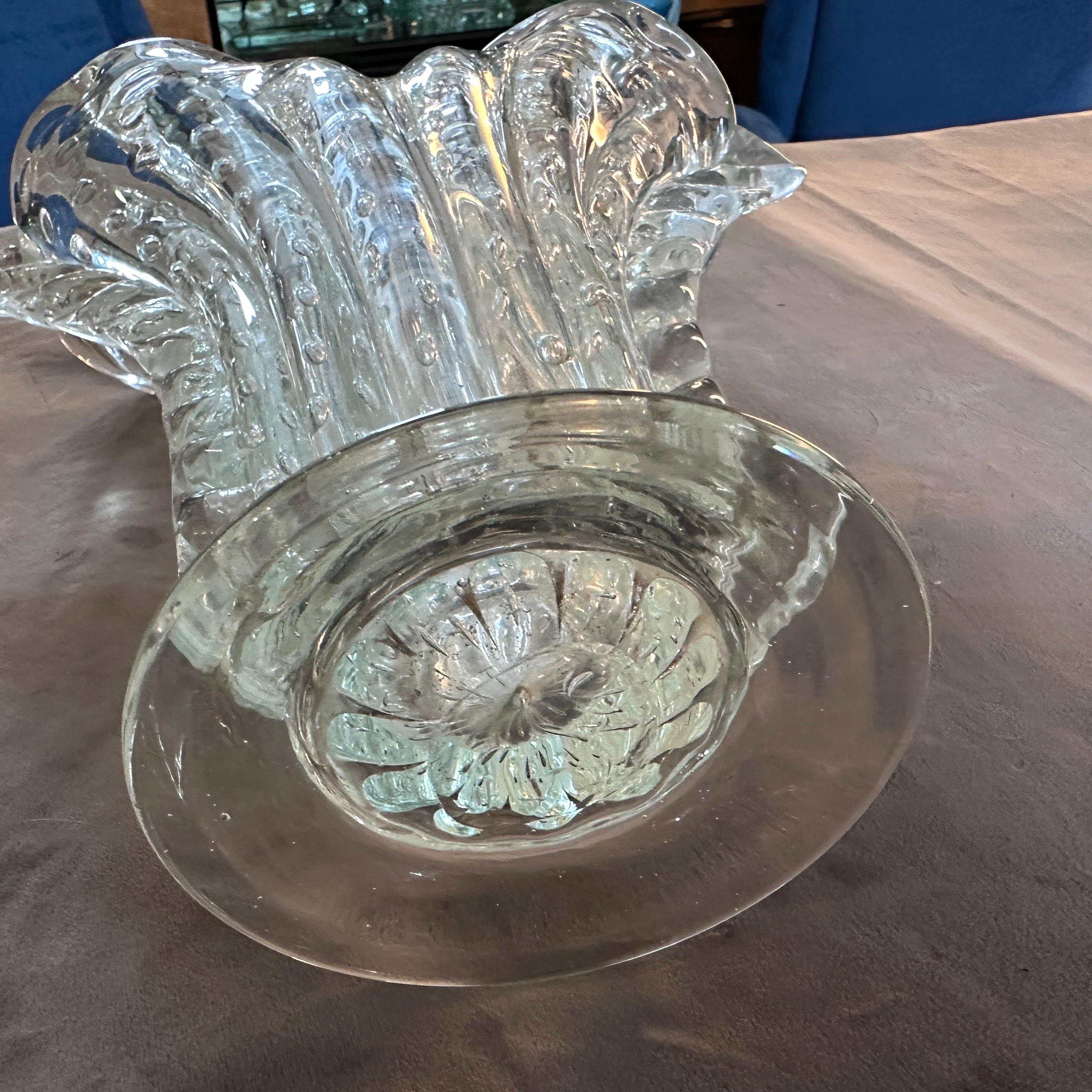 1950s Mid-Century Modern Bullicante Clear Murano Glass Vase by Barovier In Good Condition For Sale In Aci Castello, IT