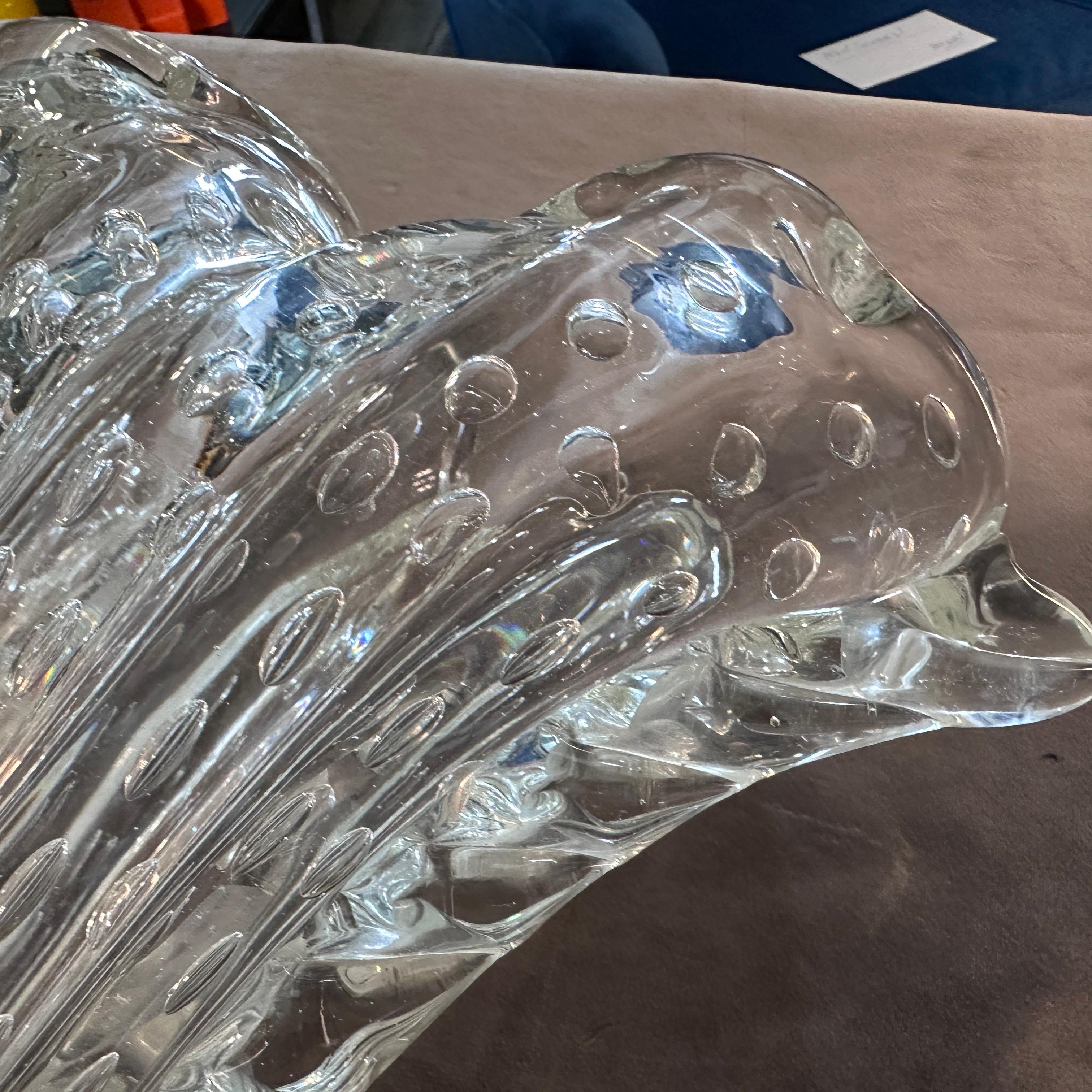 1950s Mid-Century Modern Bullicante Clear Murano Glass Vase by Barovier 1