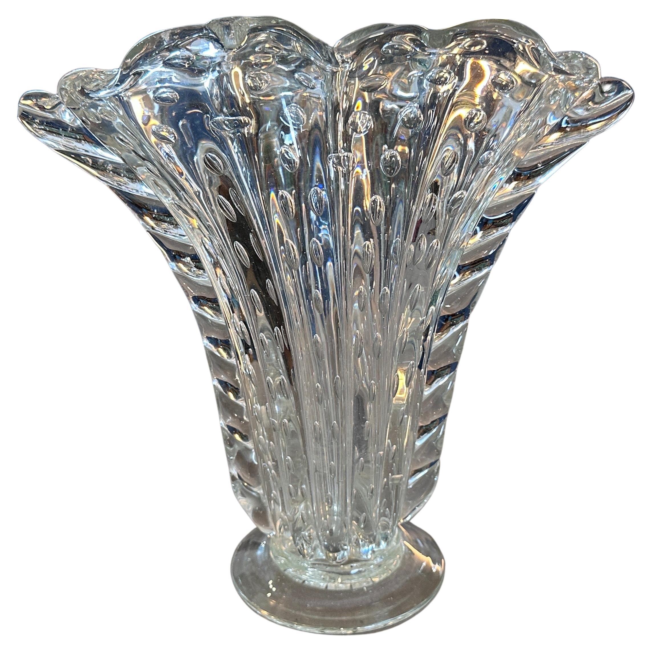 MidCentury Modern Turquoise or Aquamarine Barovier Styled Ribbed Art