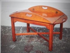 1950's Mid Century Modern Burl Wood Serving Tray style Coffee Table