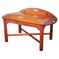 Table basse de style plateau de service en bois de ronce des années 1950 The Moderns