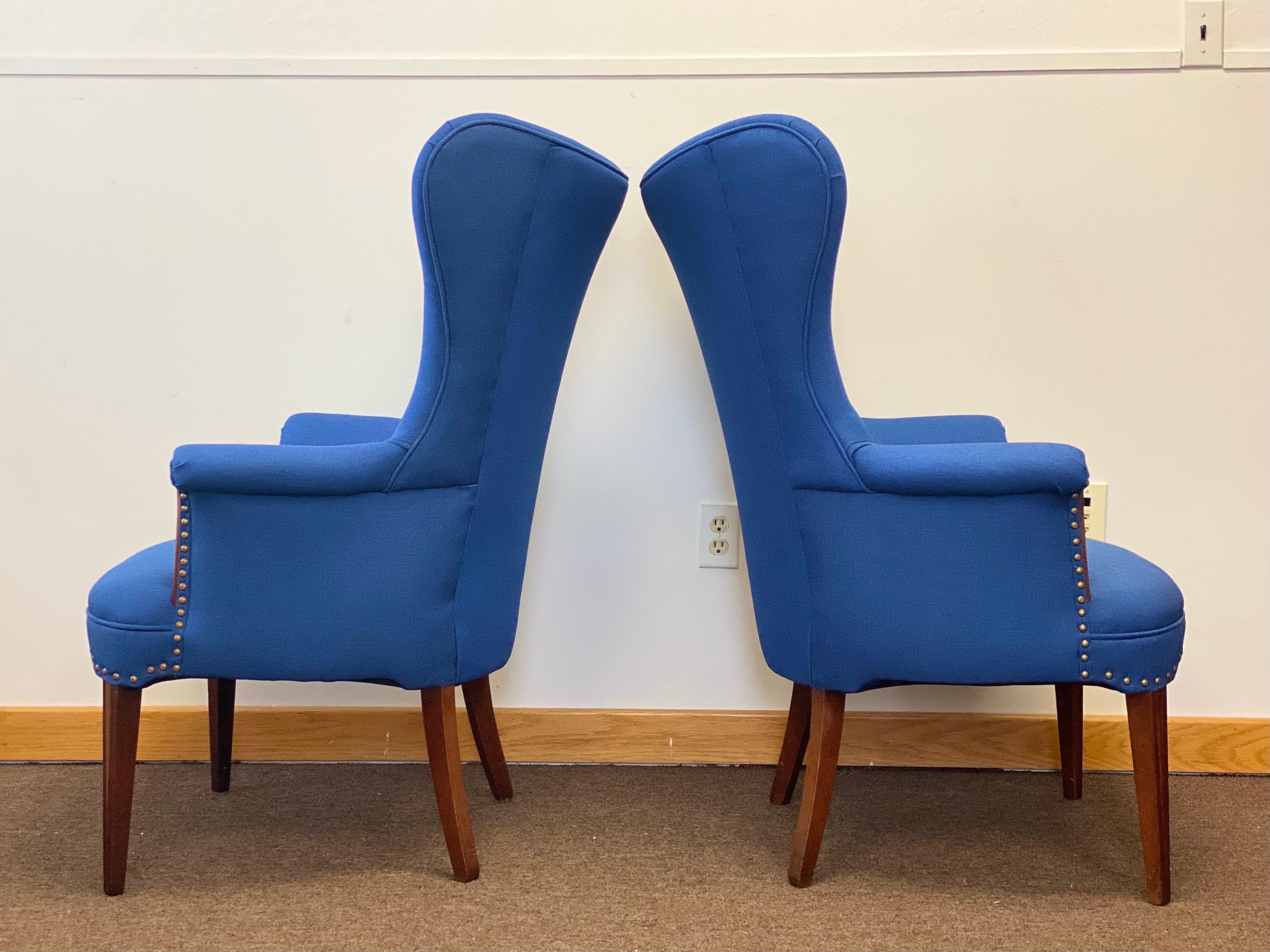 blue wingback dining chair