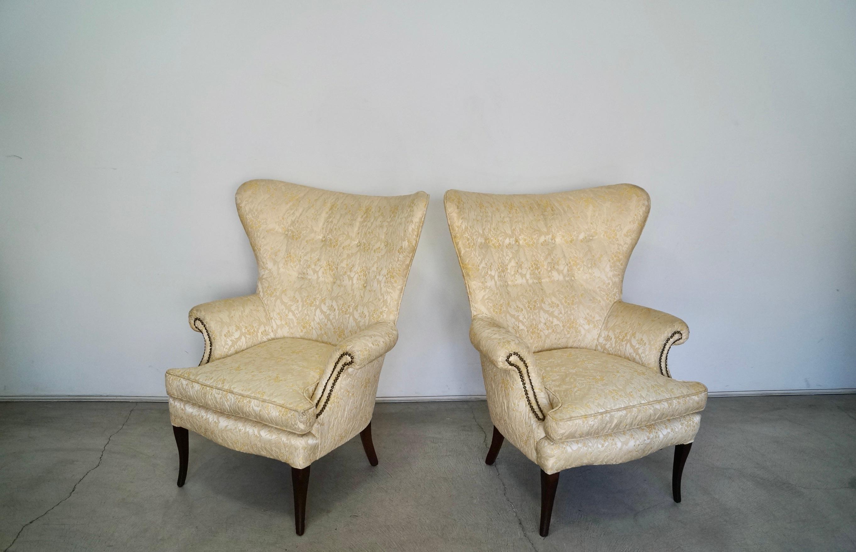 American 1950s Mid-Century Modern Butterfly Wingback Chairs, a Pair