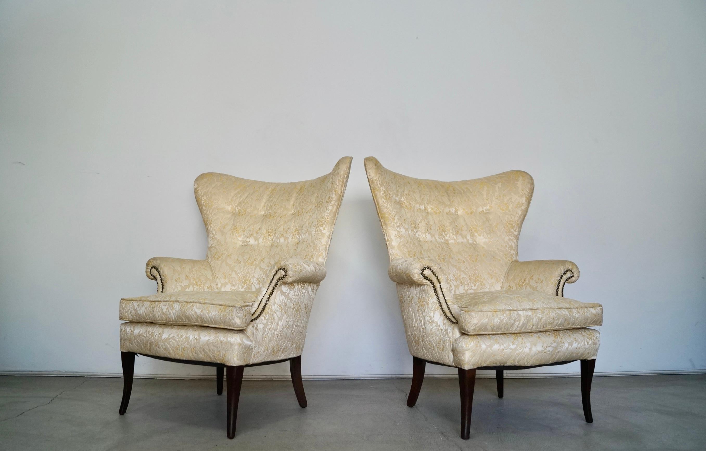 American 1950s Mid-Century Modern Butterfly Wingback Chairs, a Pair