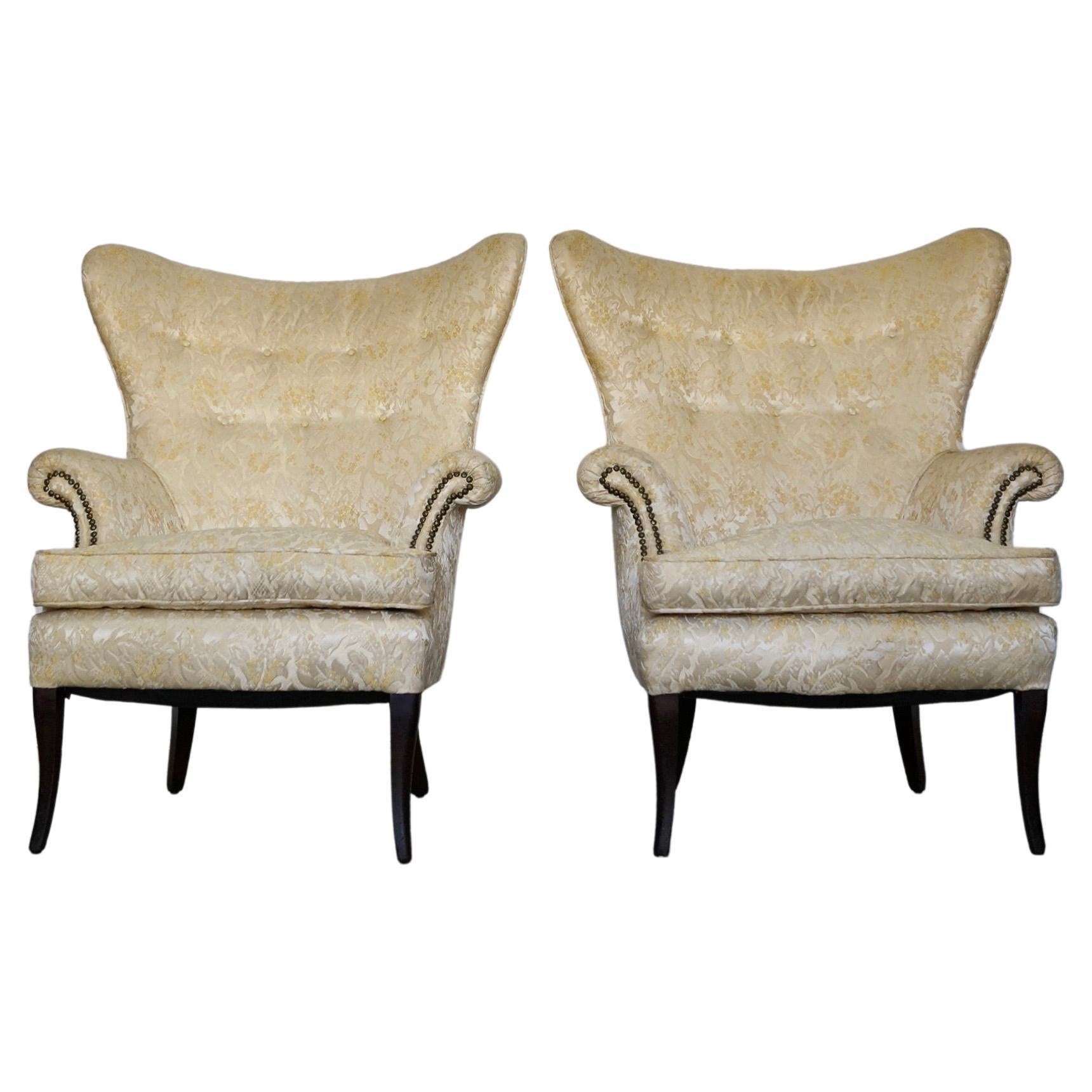 1950s Mid-Century Modern Butterfly Wingback Chairs, a Pair